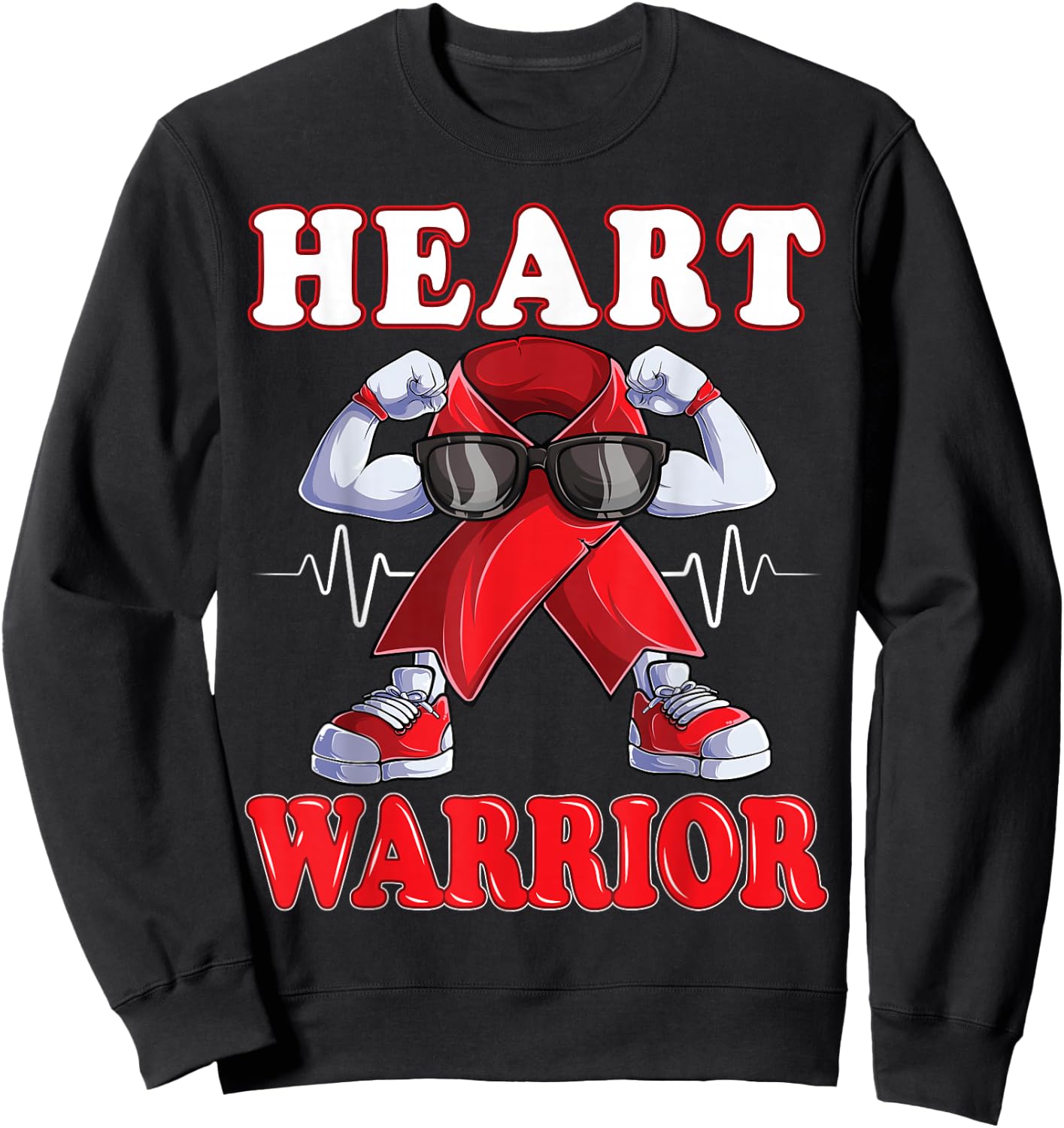 Heart Warrior CHD Awareness red ribbon Sweatshirt - Sweatshirt | Black