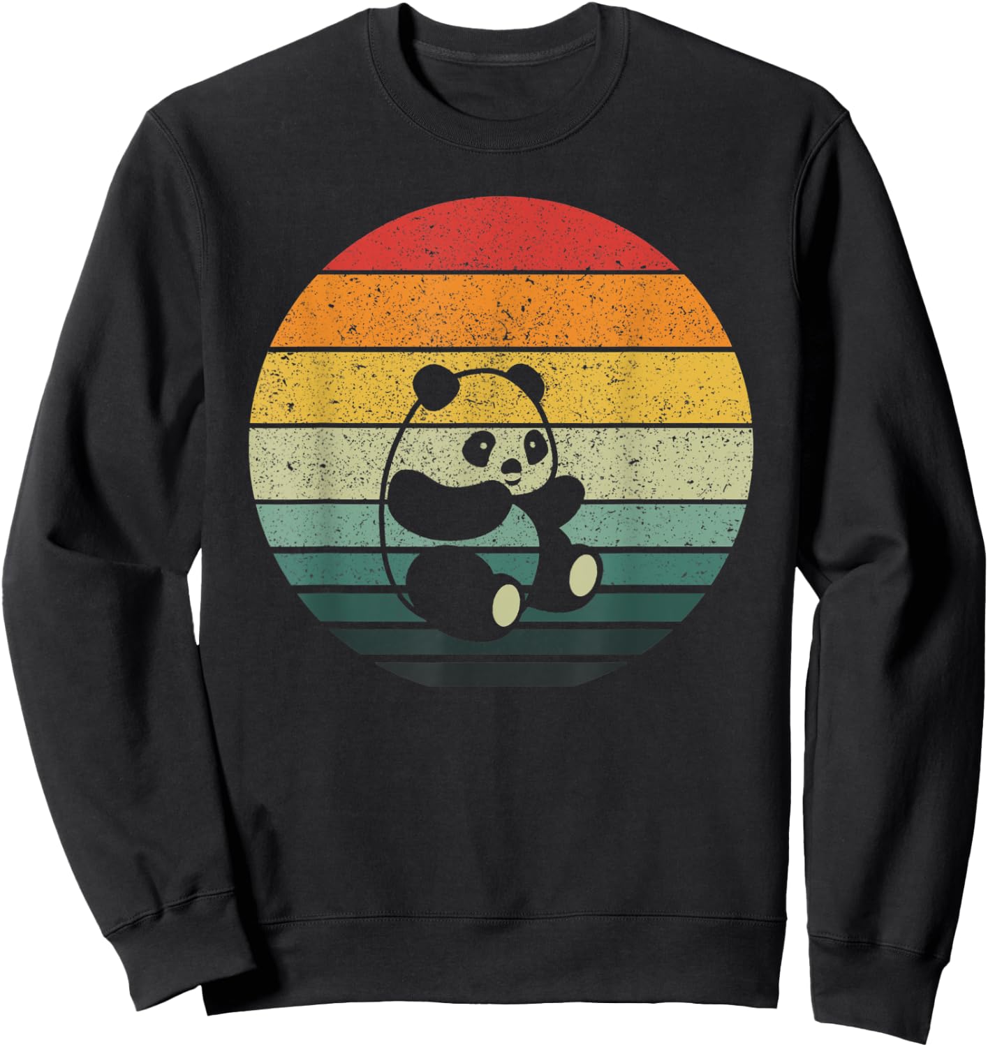 Panda Vintage Retro Sunset 60s 70s style Sweatshirt - Sweatshirt | Black