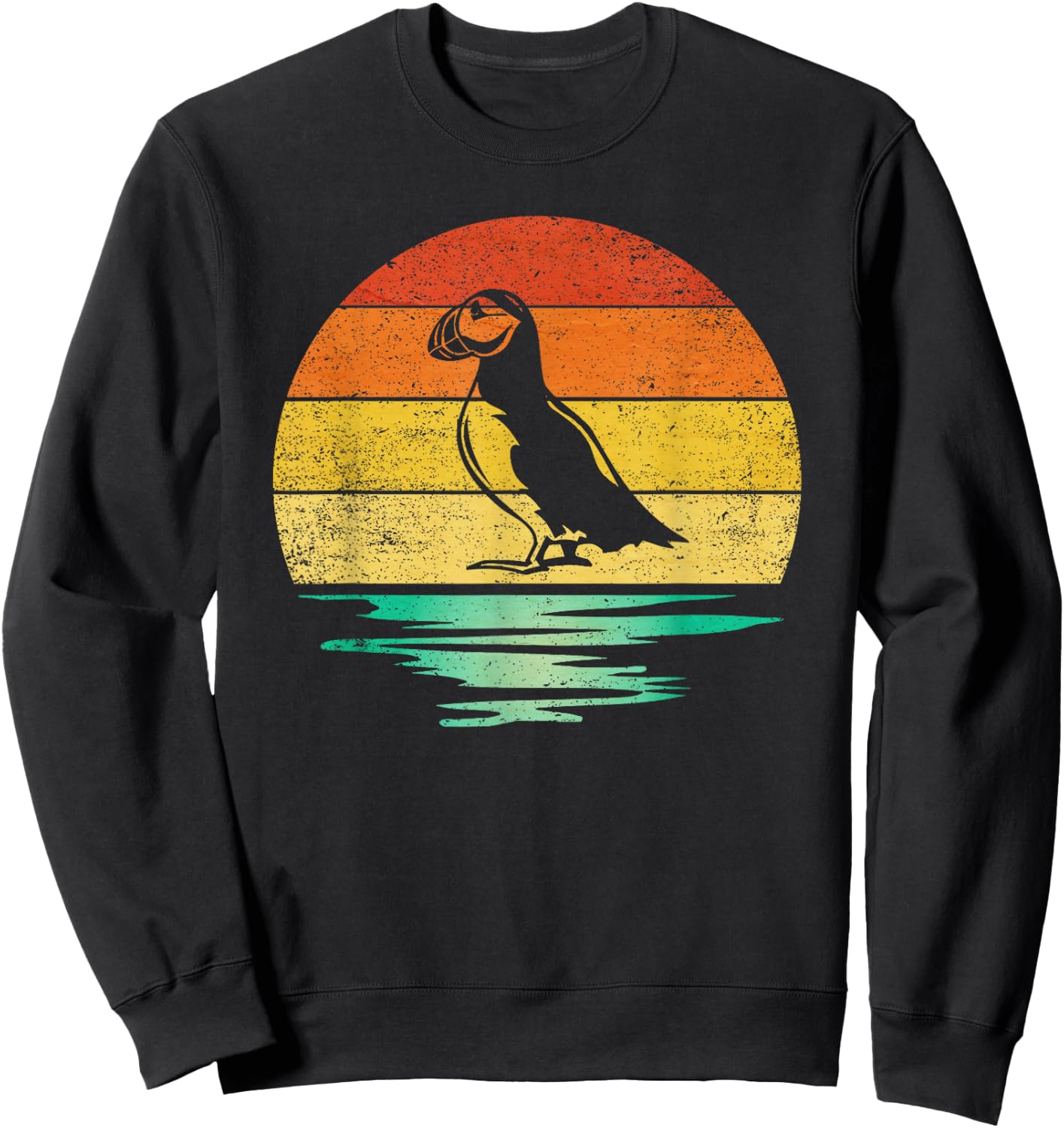 Vintage Puffin Bird Retro Sunset Puffin Sweatshirt - Sweatshirt | Black