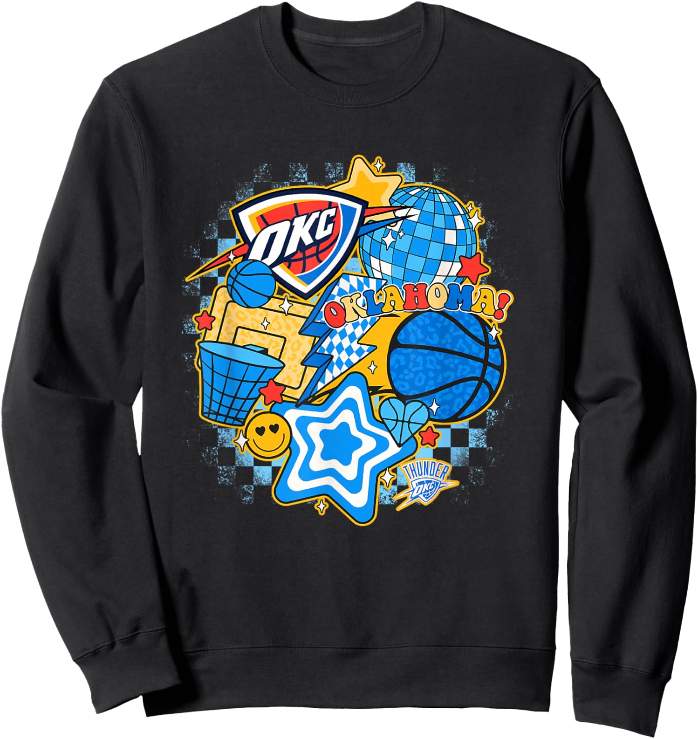 NBA Oklahoma City Thunder Psychedelic Basketball Collage Sweatshirt - Sweatshirt | Black