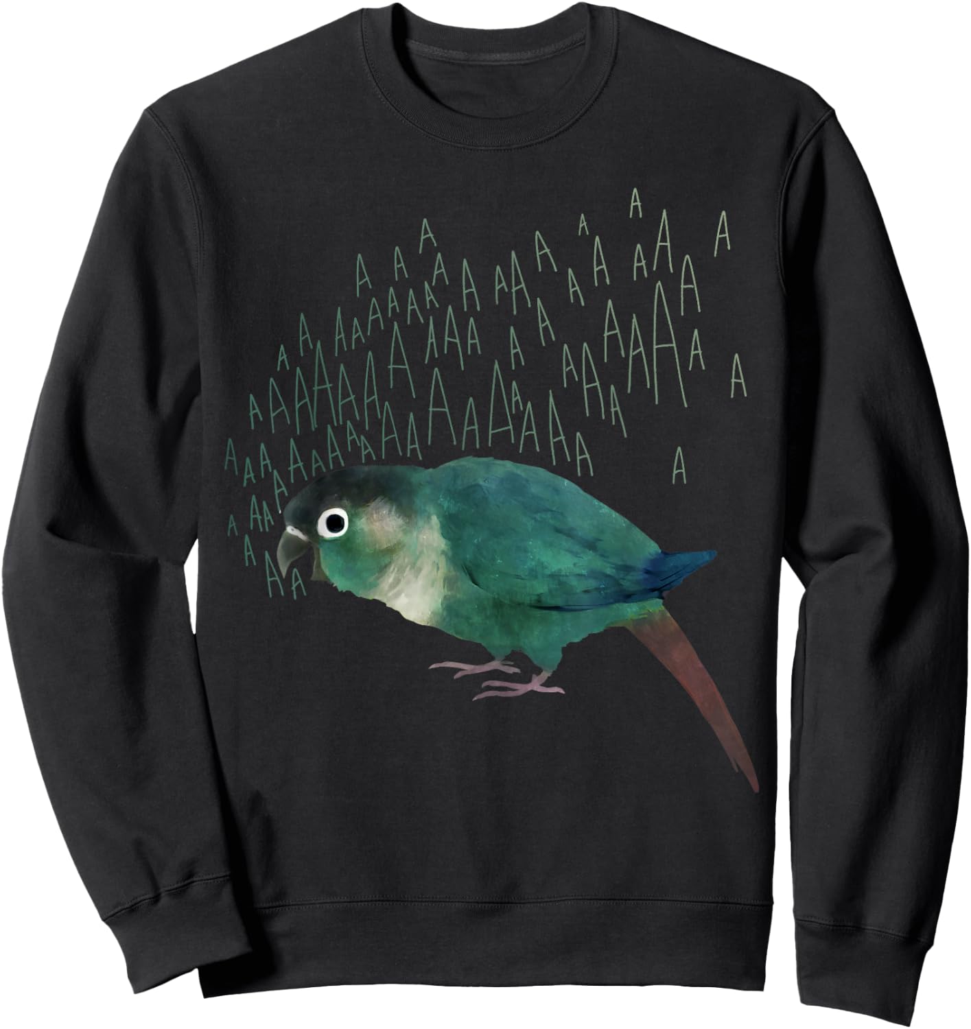 Screaming Turquoise Green Cheek Conure Sweatshirt - Sweatshirt | Black