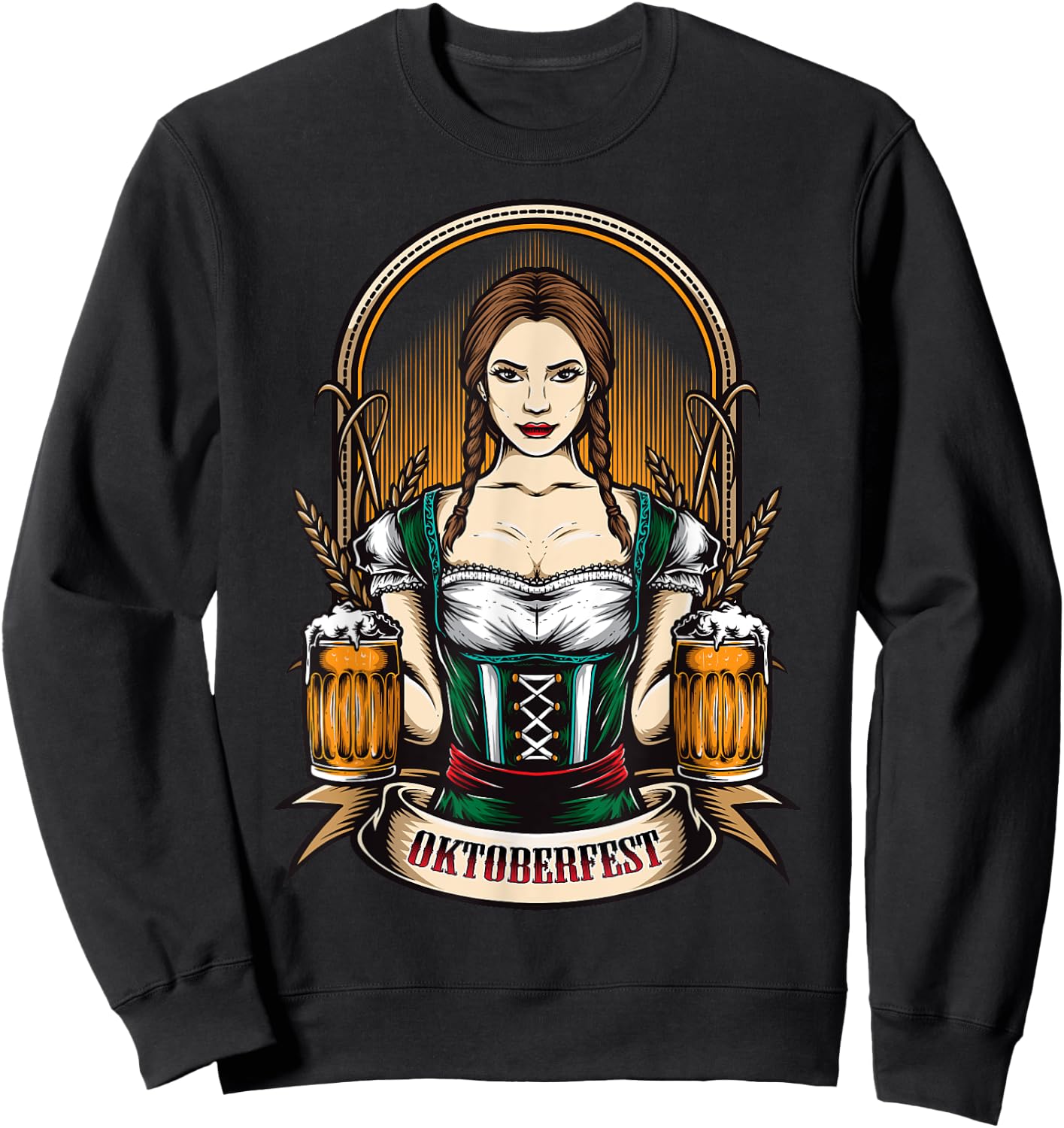 Oktoberfest Woman Wearing a Dirndl Dress Beer Outfit Sweatshirt - Sweatshirt | Black