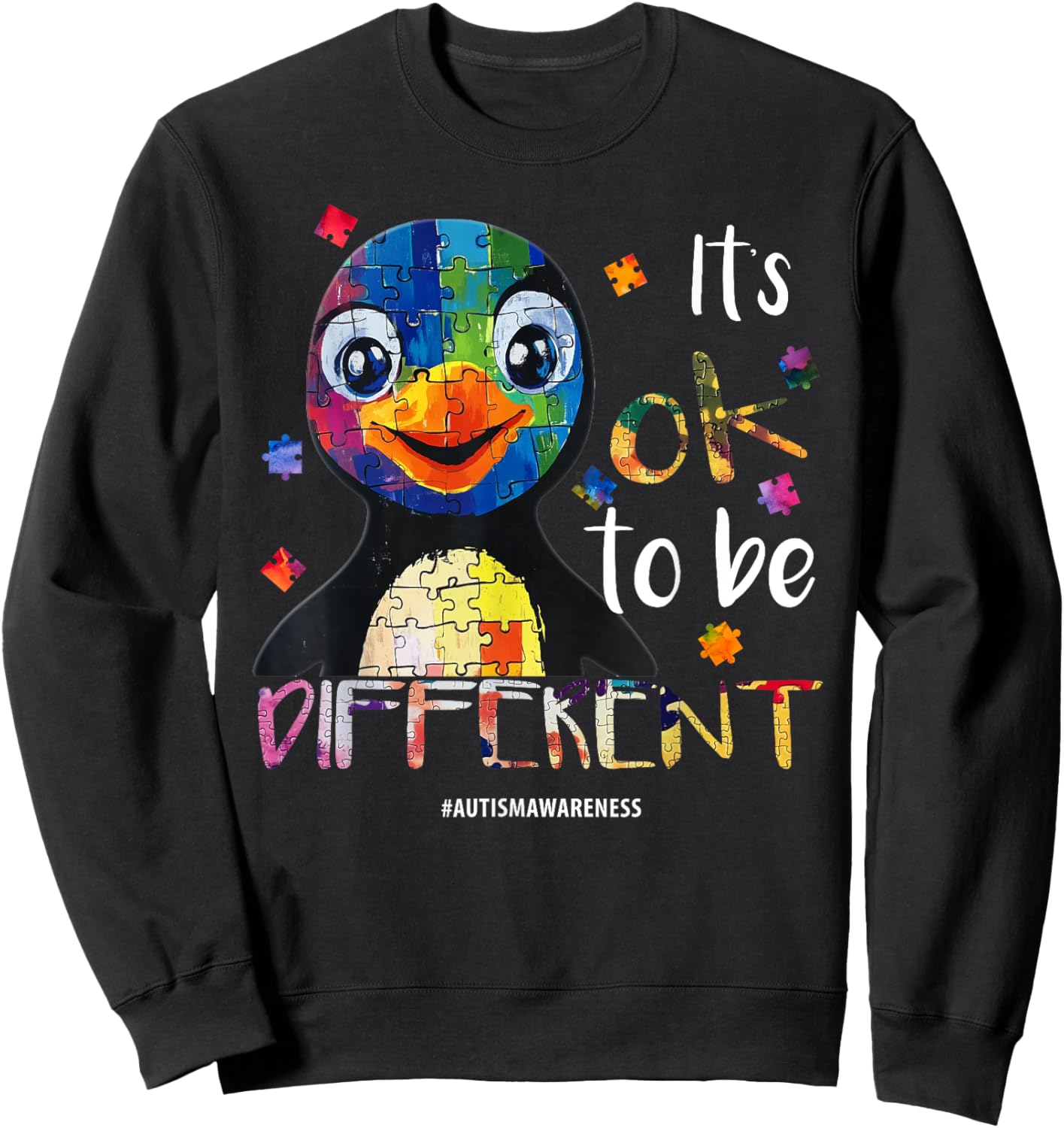 It’s OK to Be Different - Autism Awareness Penguin Sweatshirt - Sweatshirt | Black
