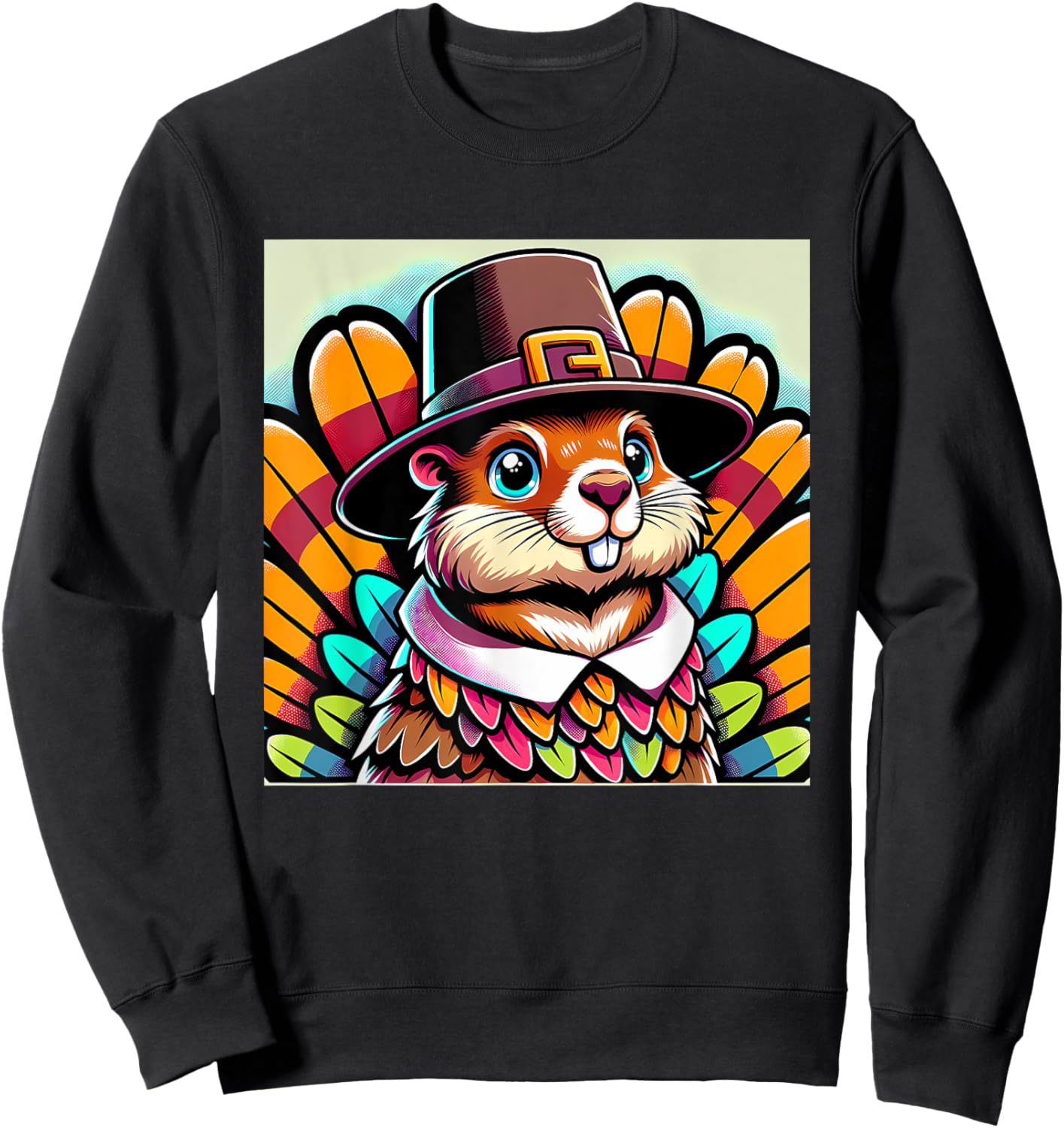 Humor Thanksgiving Turkey Groundhog Sweatshirt - Sweatshirt | Black