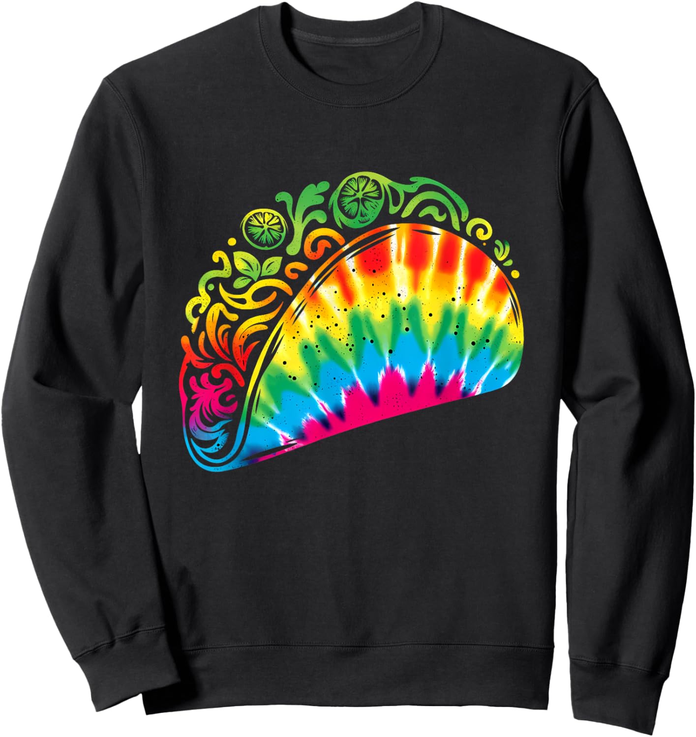 Taco Tie Dye Design , Hispanic Heritage Month Cinco De Mayo Sweatshirt - Sweatshirt | Black