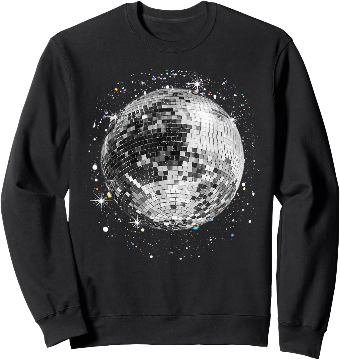 Black and White Disco Ball Club Retro Sweatshirt - Sweatshirt | Black