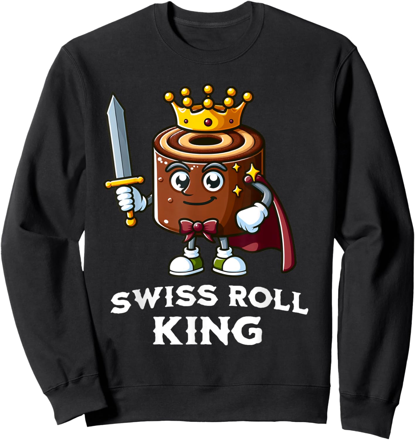 Swiss Roll King Funny Swiss Roll Lover Illustration Sweatshirt - Sweatshirt | Black