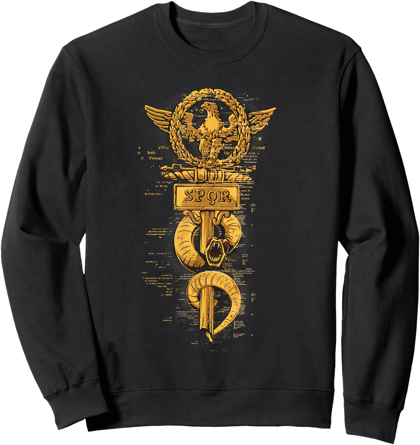 S.P.Q.R. Senatus Populusque Romanus War Banner Eagle Design Sweatshirt - Sweatshirt | Black