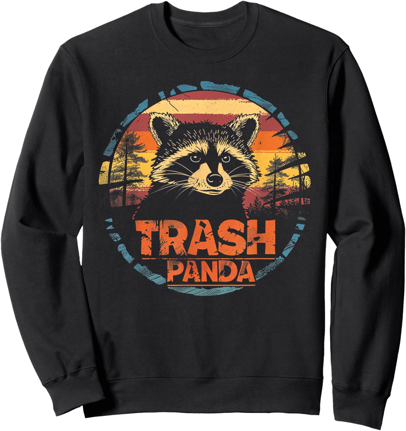 Raccoon Trash Panda - Retro 70s 80s Graphic Vintage Funny Sweatshirt - Sweatshirt | Black