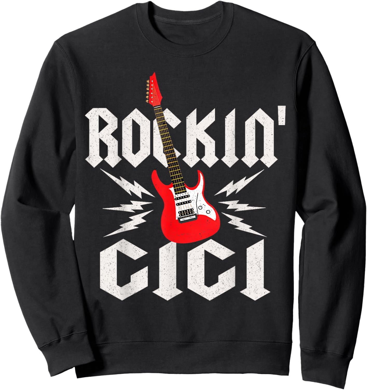 Gigi Rockin One Birthday Family Matching Rock Guitar Sweatshirt - Sweatshirt | Black