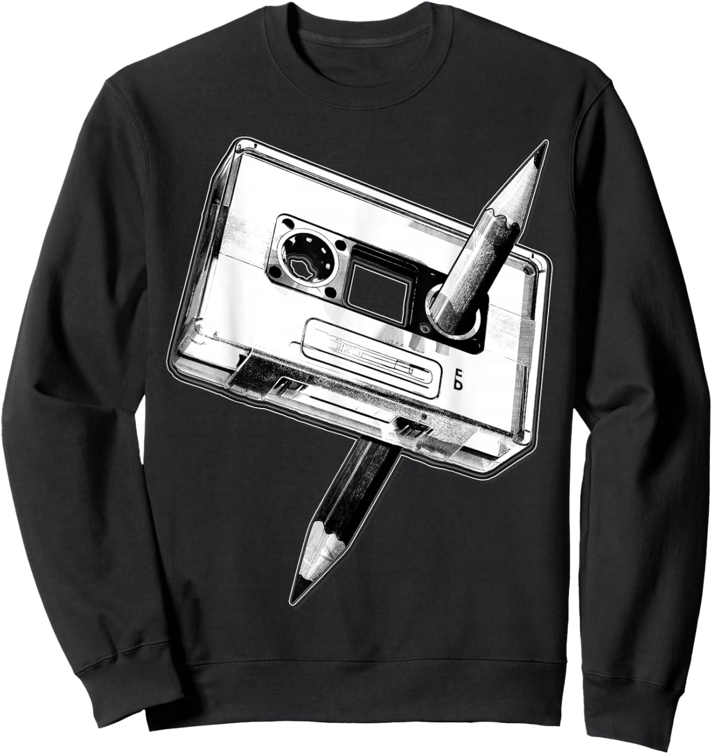 80s Cassette Tape Pencil 1980s Retro Vintage Music Mixtape Sweatshirt - Sweatshirt | Black