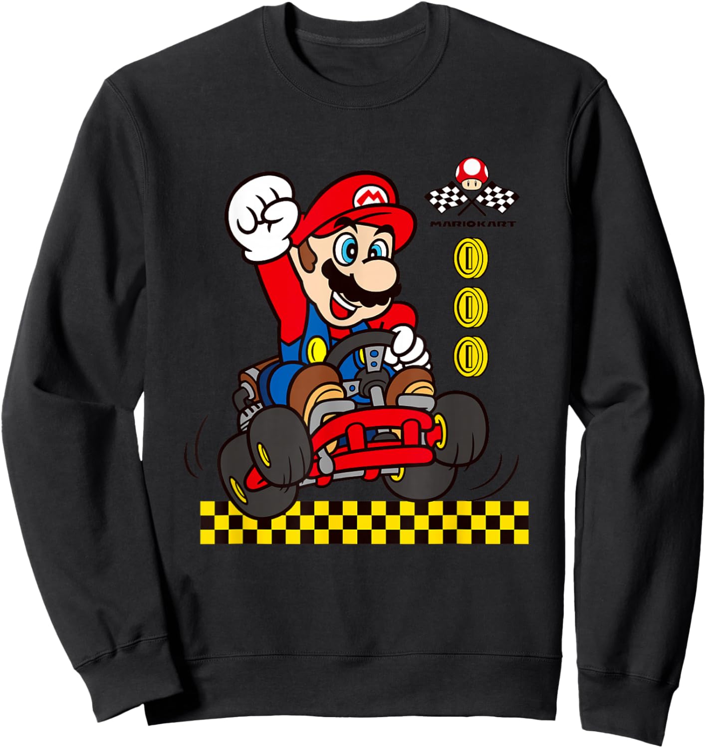 Mario Kart Gold Coin Vintage Race Car Mario Sweatshirt - Sweatshirt | Black