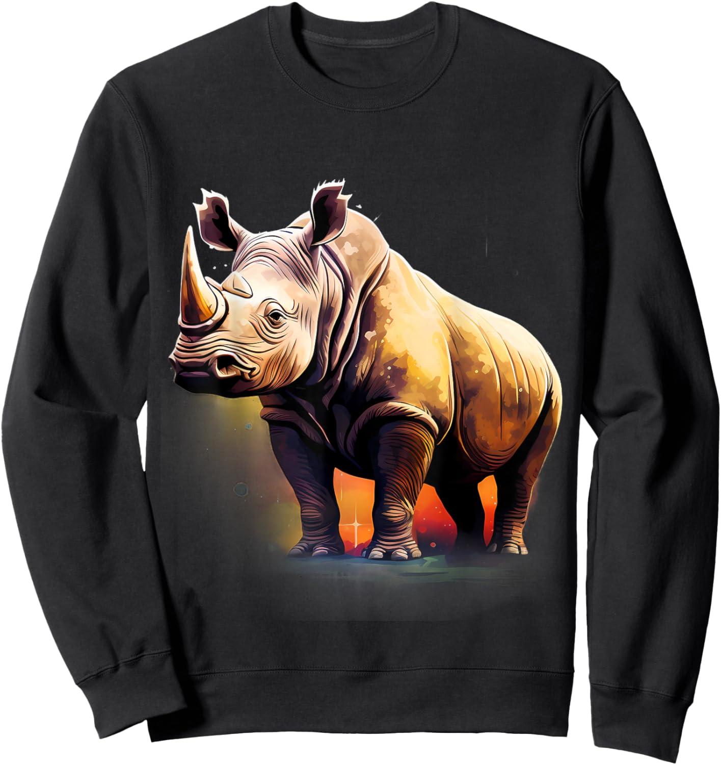 Rhino Artwork Wildlife Rhinoceros African Animal Lovers Sweatshirt - Sweatshirt | Black