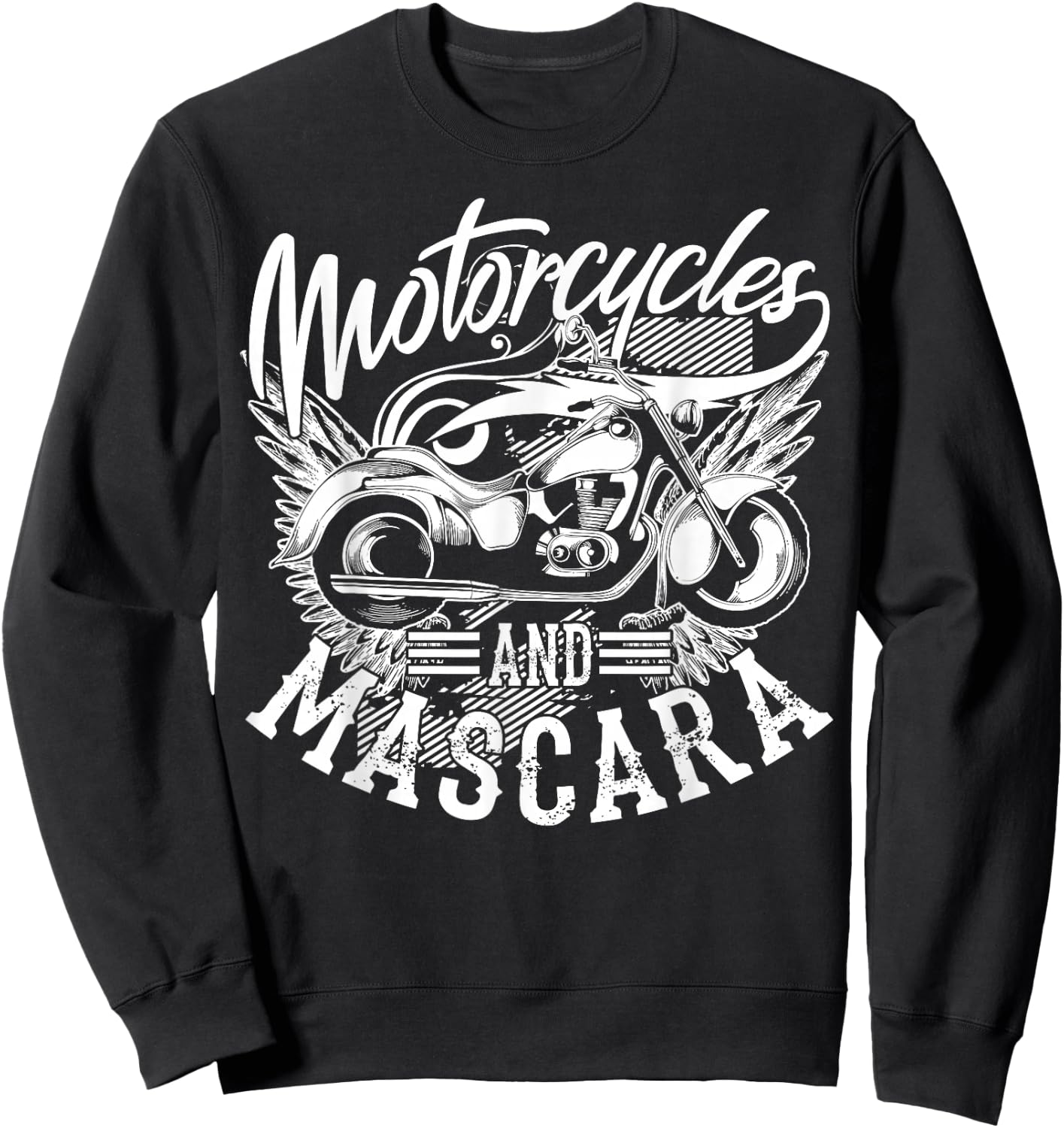 Motorcycles and Mascara | Cute Makeup Motor Lover Gift Sweatshirt - Sweatshirt | Black