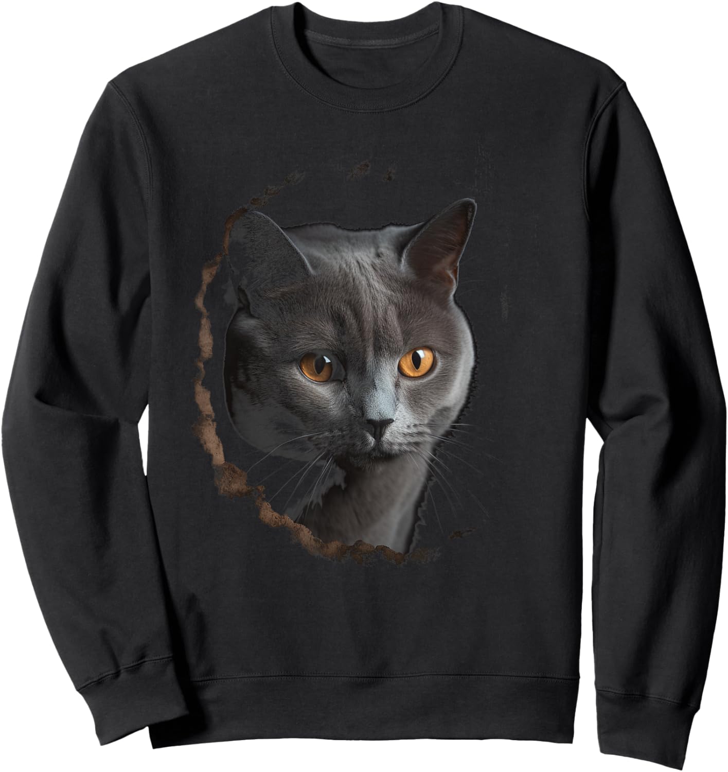 Chartreux Cat Eyes Kitty Kitten Cat Artwork Cat Face Sweatshirt - Sweatshirt | Black