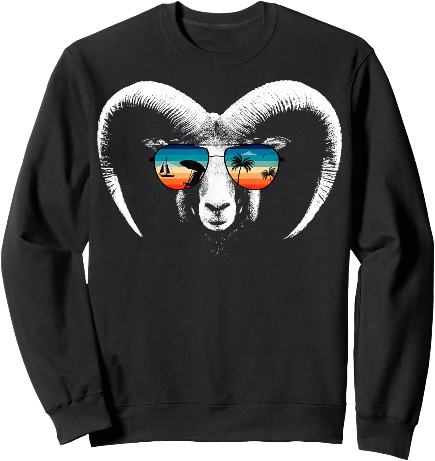 RAM Shirts With Glasses Sunglasses Retro Style Sweatshirt - Sweatshirt | Black