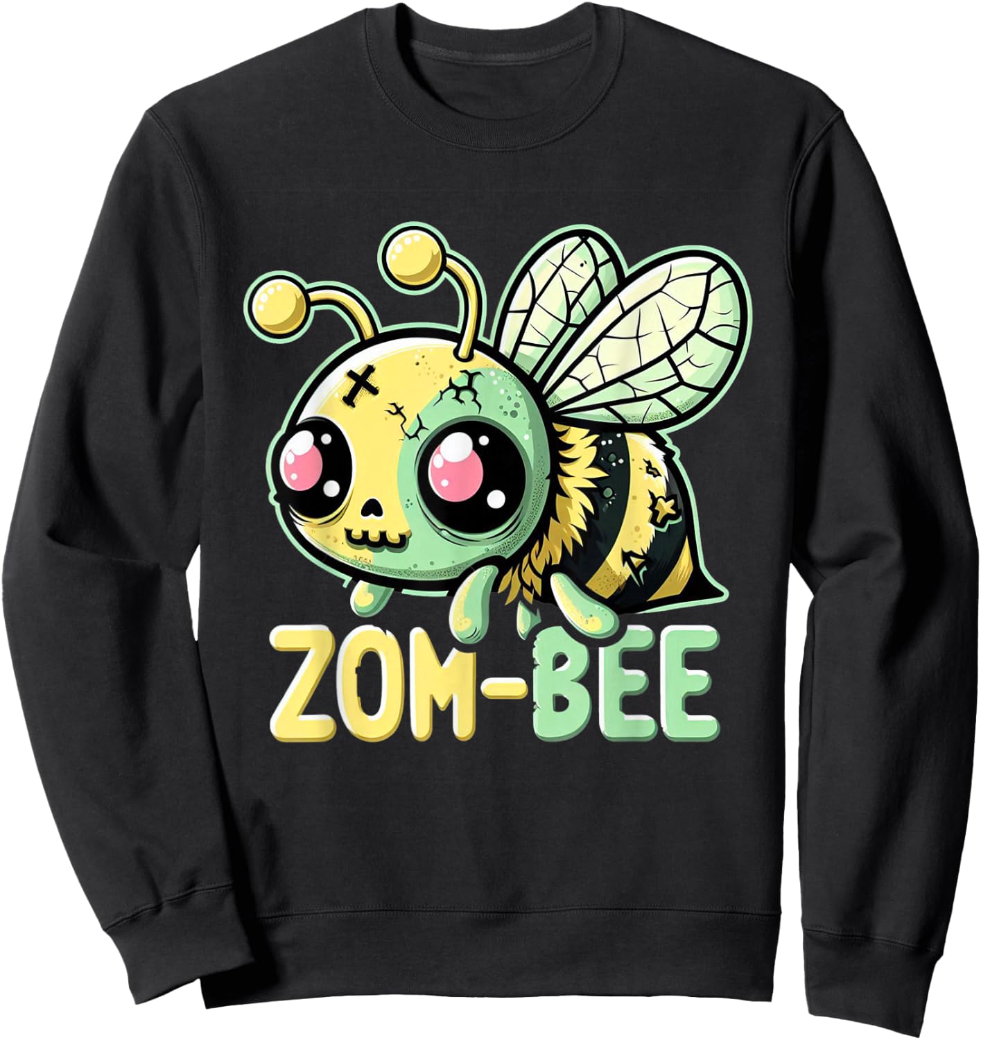 Zom-Bee Adorably Creepy Zombie Bee Cartoon Halloween Sweatshirt - Sweatshirt | Black