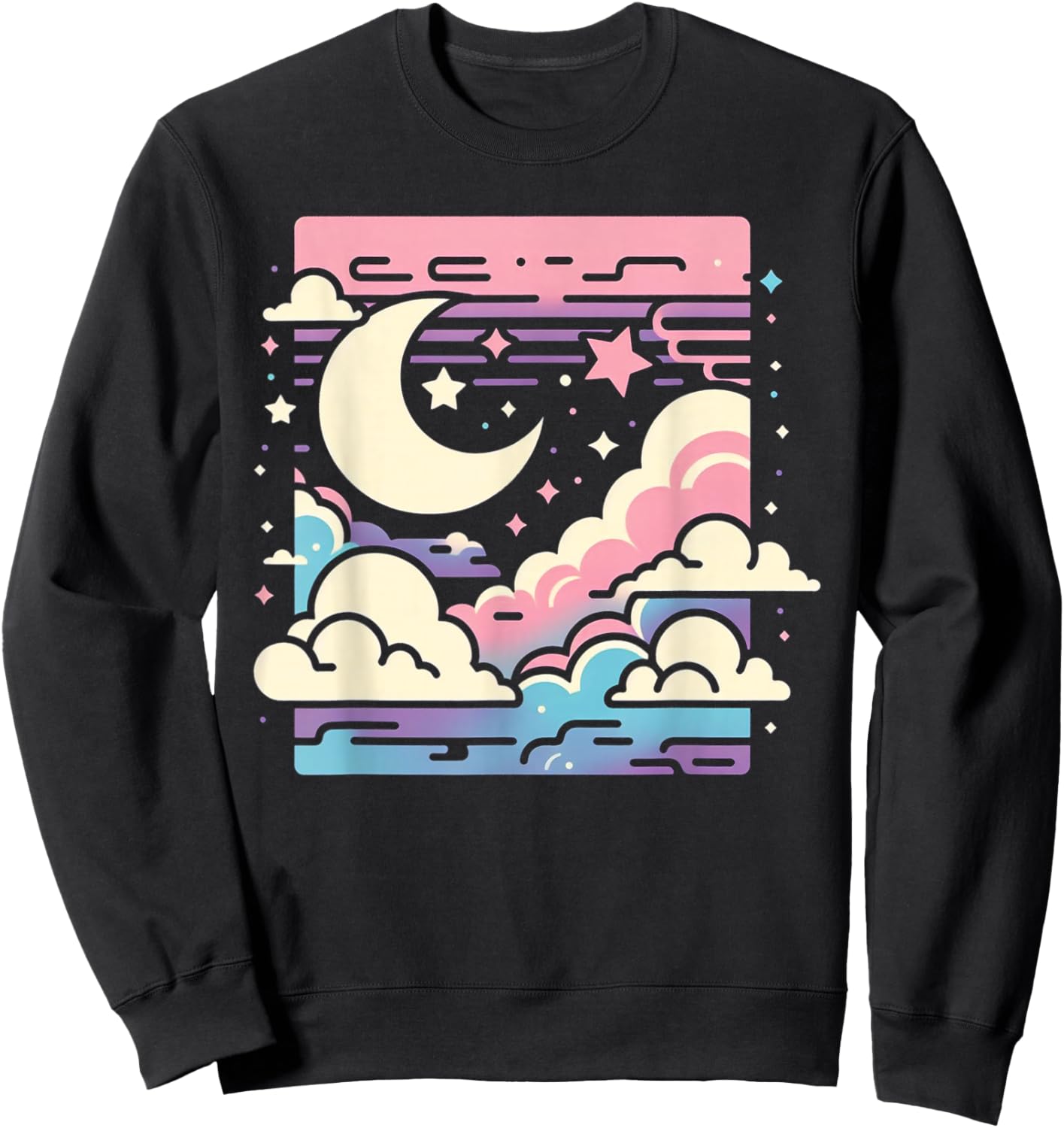Clouds Vaporwave Aesthetic Japanese Anime Kawaii Sweatshirt - Sweatshirt | Black