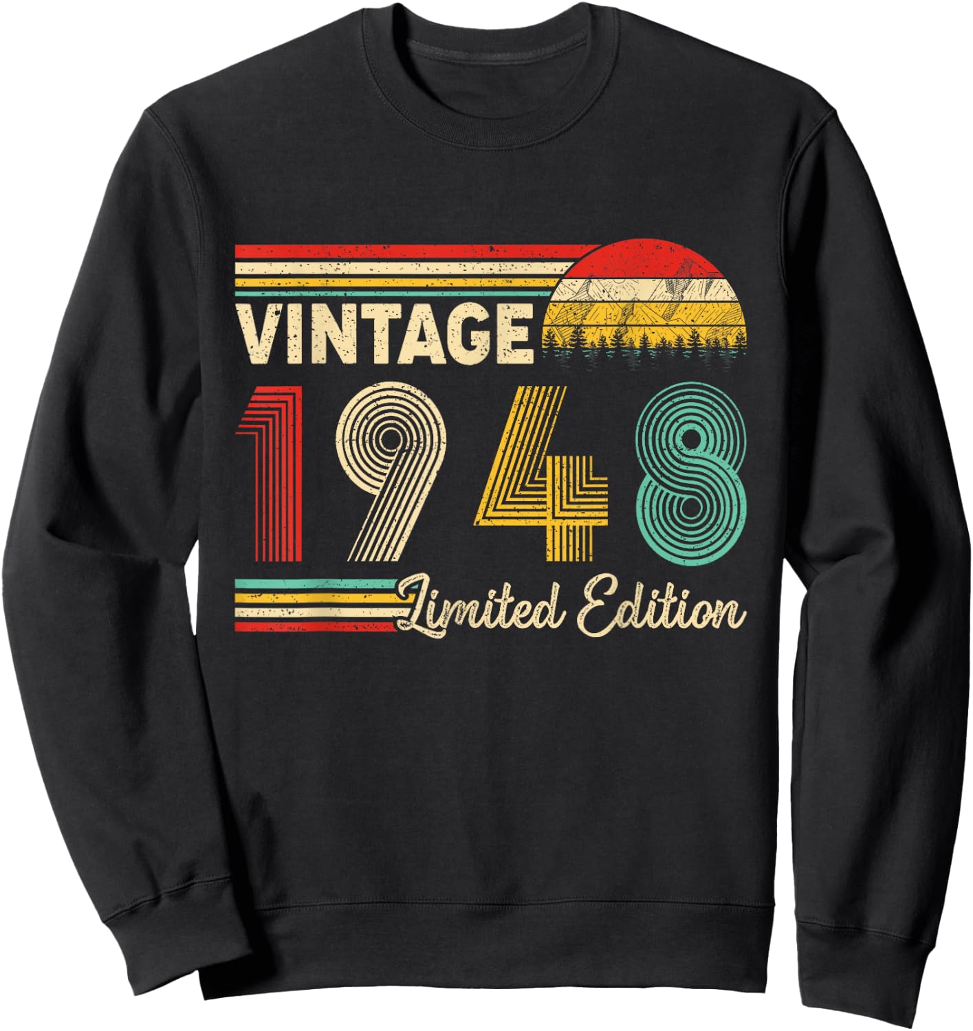 Vintage 1948 Limited Edition Outfit Distressed Retro 1948 Sweatshirt - Sweatshirt | Black