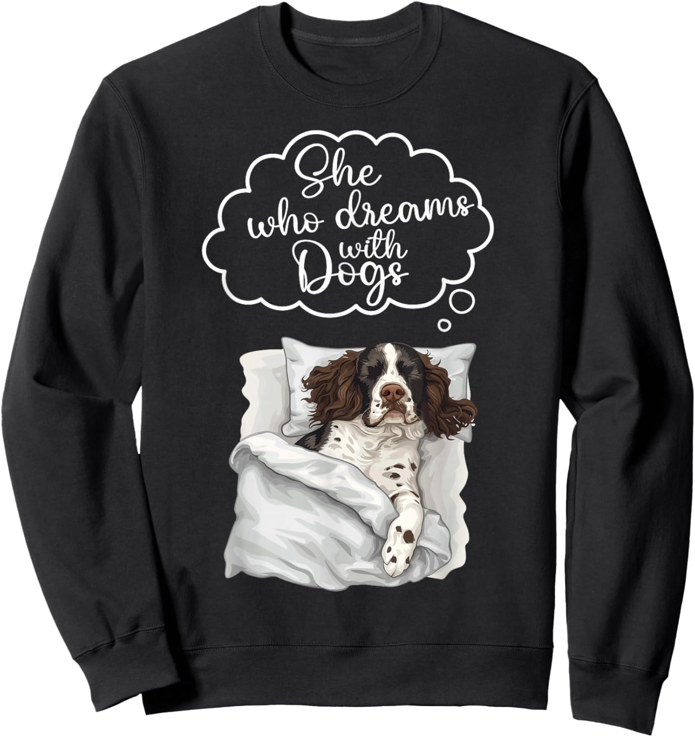 English Springer Spaniel Dog Nightgown Pajama Sweatshirt - Sweatshirt | Black