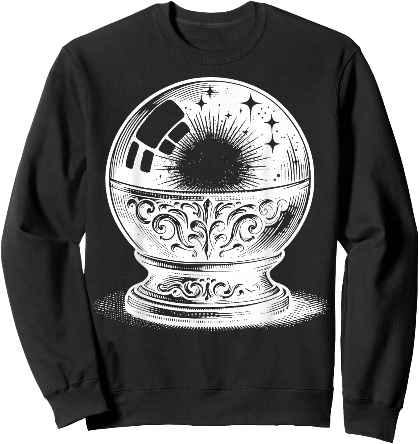 Crystal Ball On Stand With Reflections And Light Details Sweatshirt - Sweatshirt | Black