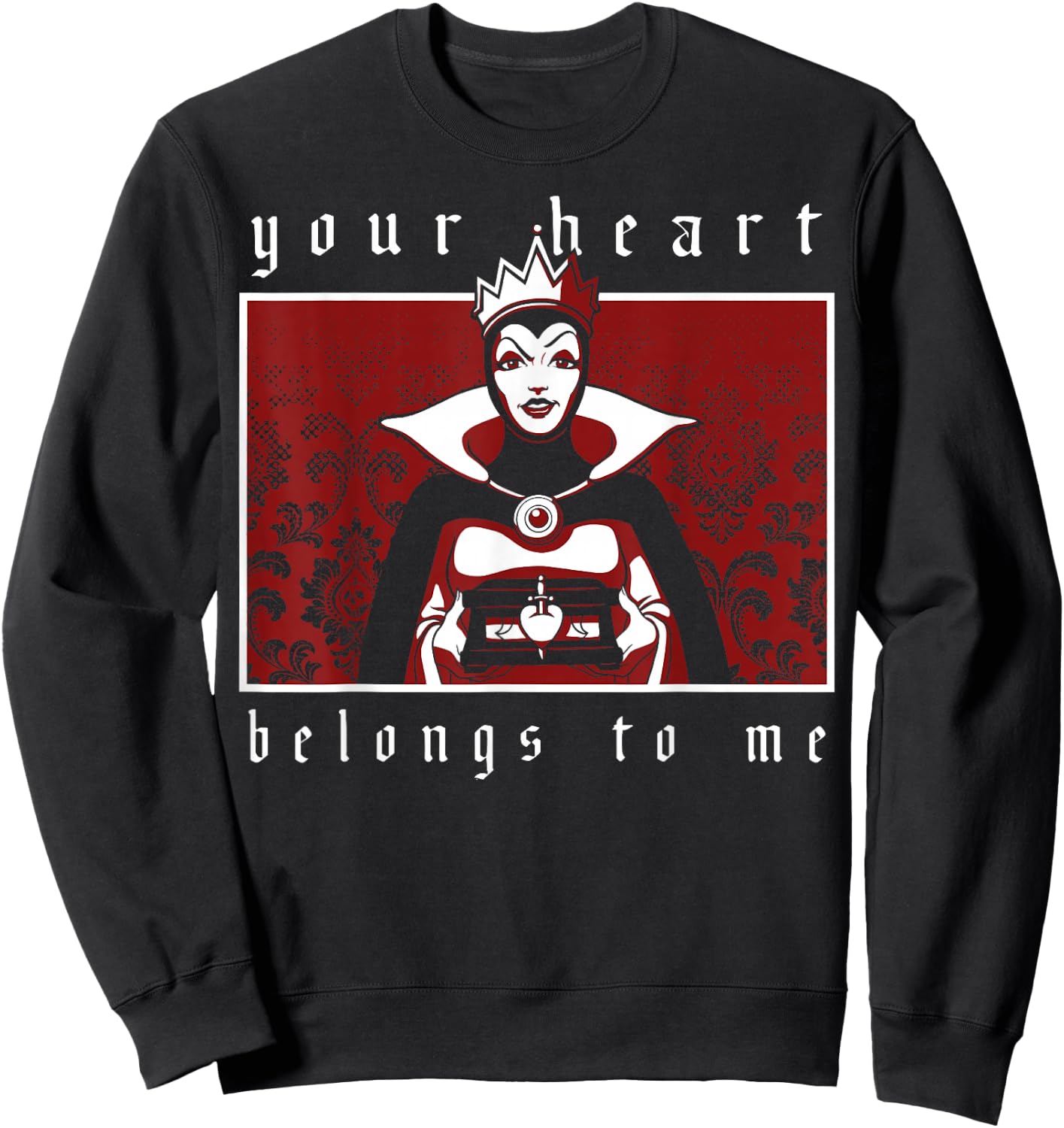 Disney Villains Valentine's Day Evil Queen Heart Portrait Sweatshirt - Sweatshirt | Black