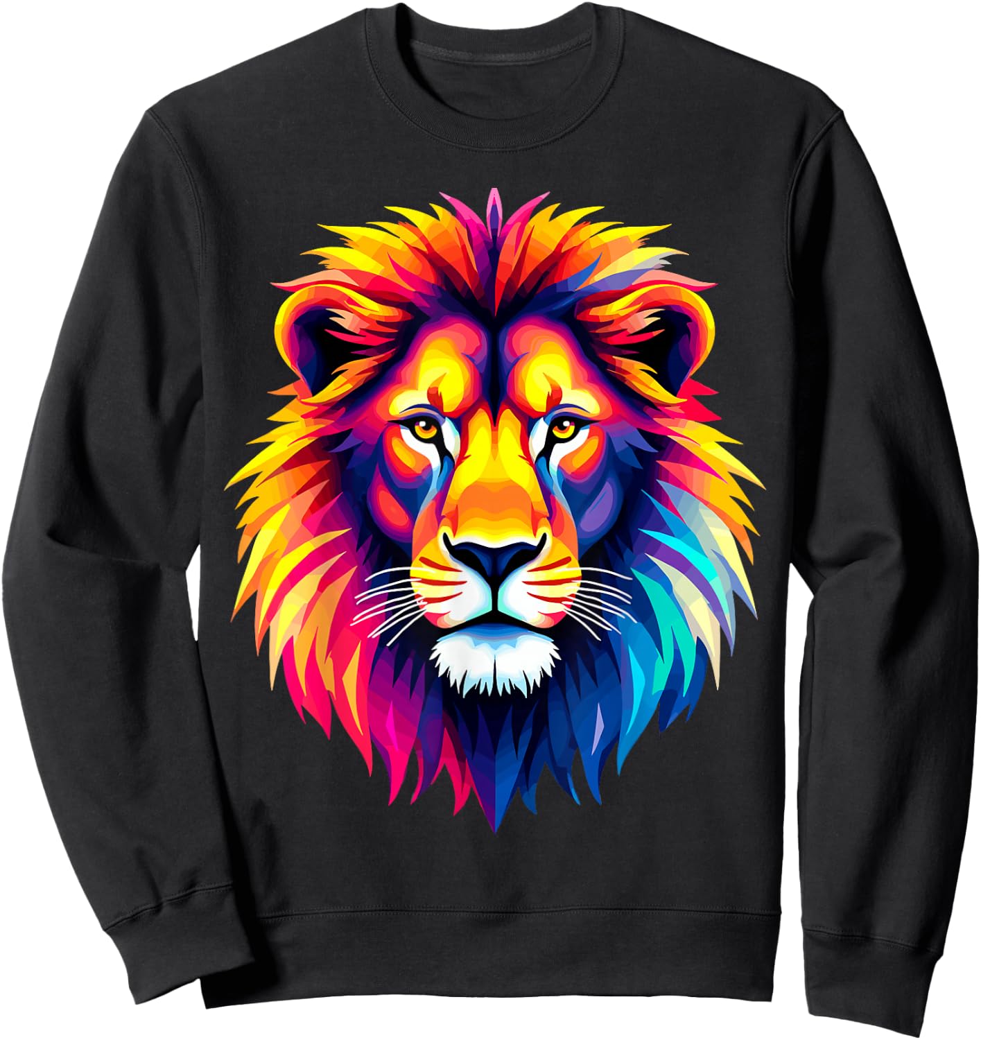 Lion Head Colorful Animal Lion Sweatshirt - Sweatshirt | Black