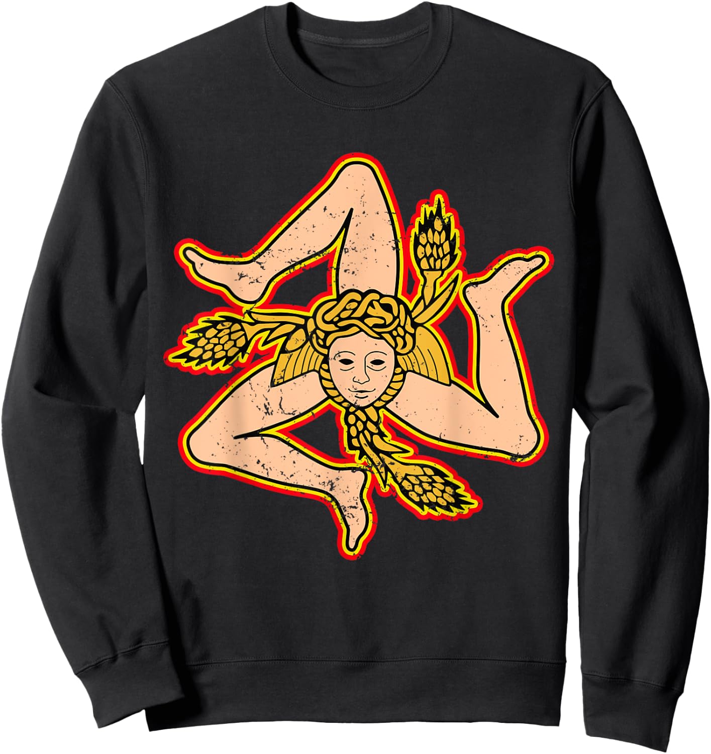 Sicily Trinacria Sicilia Flag Sicilian Roots Grunge Sweatshirt - Sweatshirt | Black