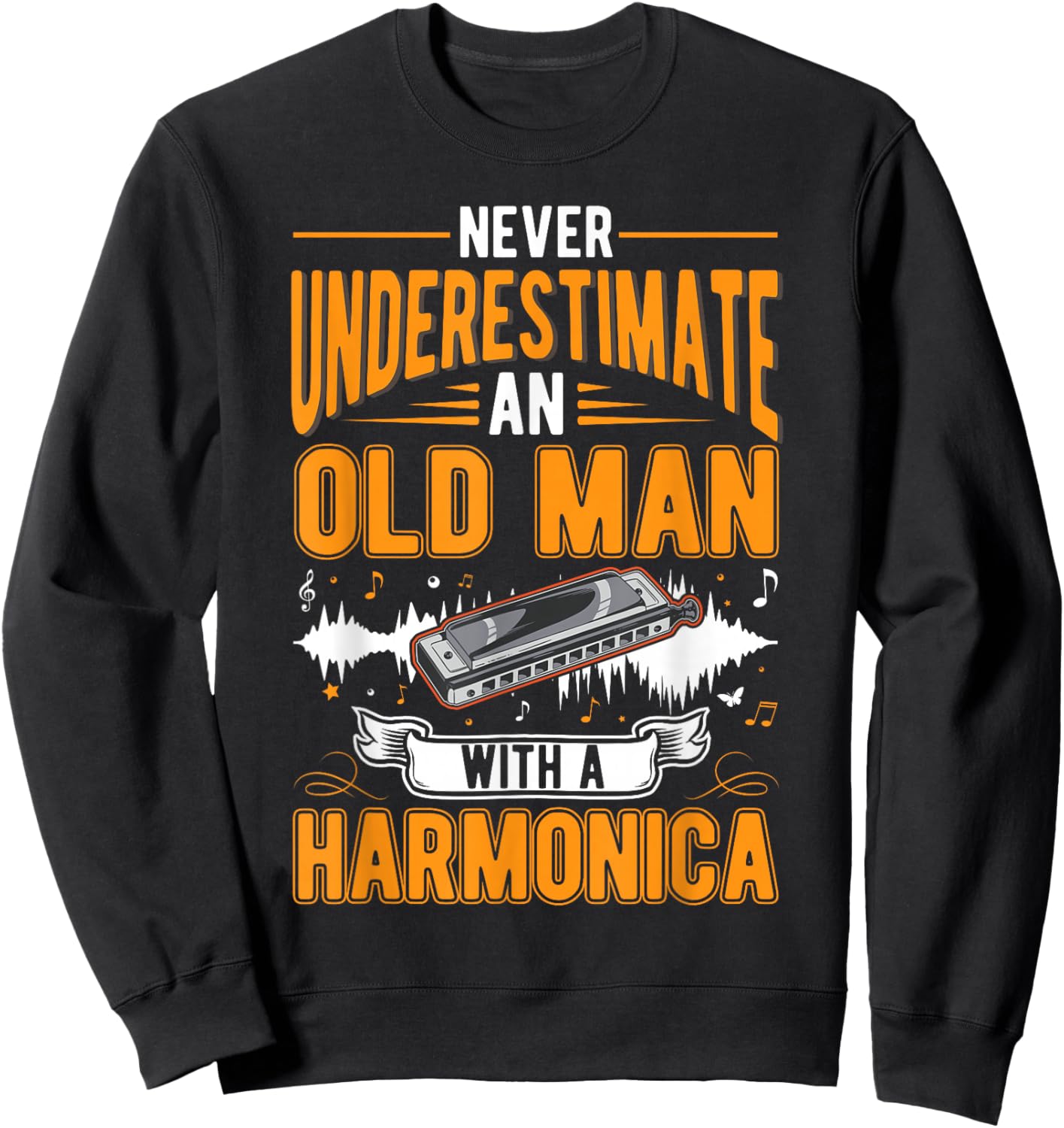 Harmonica Old Man Sweatshirt - Sweatshirt | Black