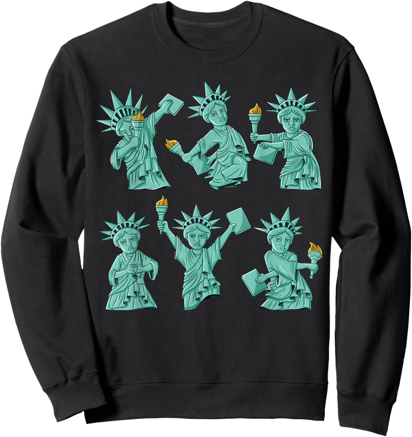 Dancing Statue of Liberty 4th of July USA Boys Girls Kids Sweatshirt - Sweatshirt | Black