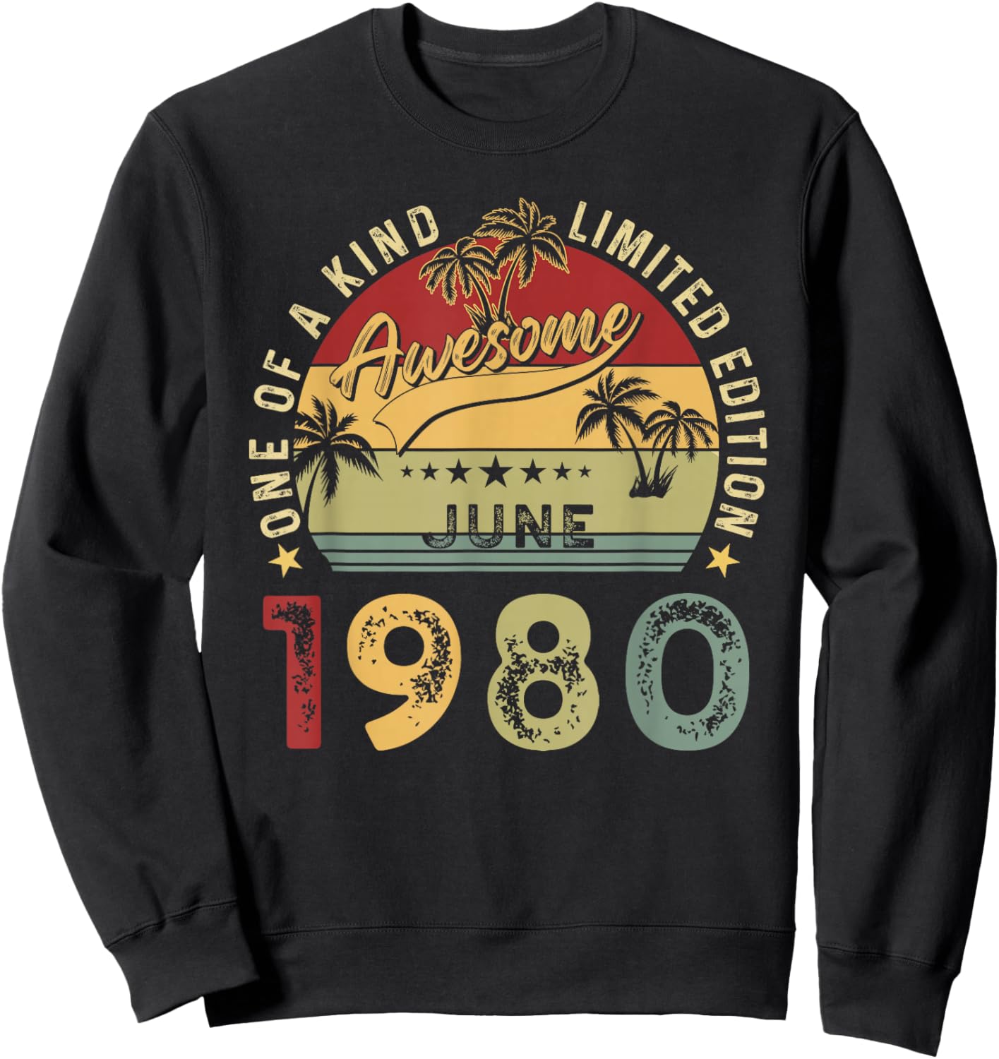 Awesome Since June 1980 Vintage Birthday Gift Men Women Sweatshirt - Sweatshirt | Black
