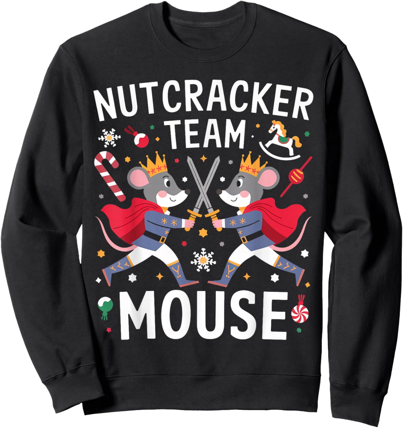 Funny Nutcracker Ballet Team Mouse Soldier Christmas Dance Sweatshirt - Sweatshirt | Black