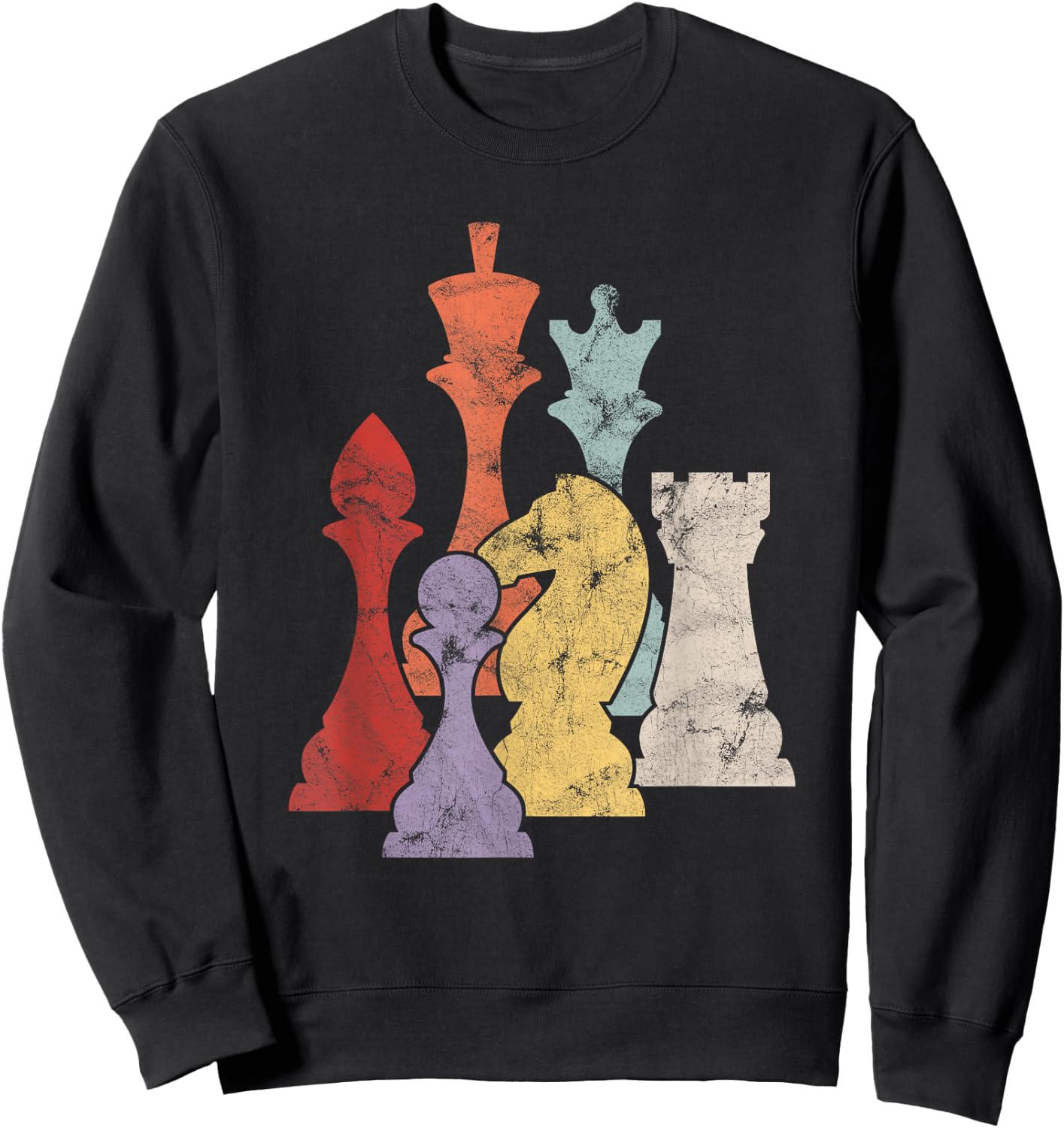 Retro Chess Piece Chess Shirts Boys Women Club Gift Sweatshirt - Sweatshirt | Black