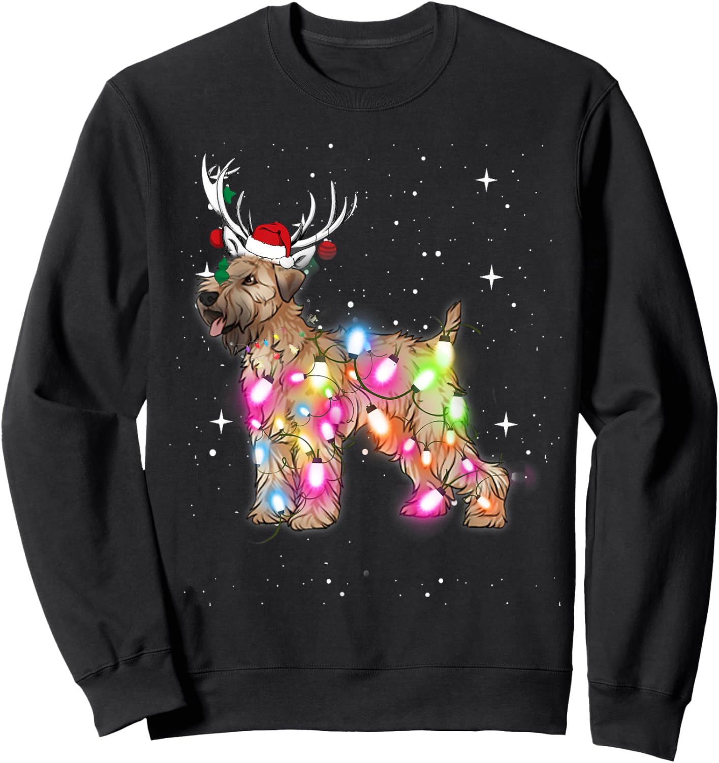 Christmas Lights Soft Coated Wheaten Terrier Dog Women Kids Sweatshirt - Sweatshirt | Black