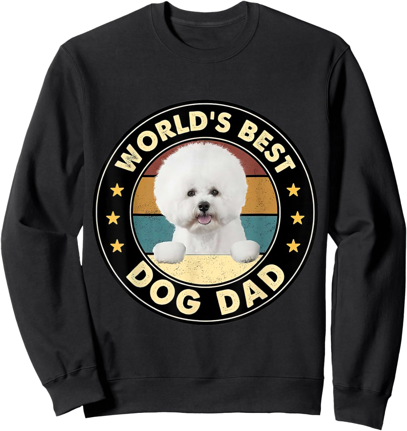 Vintage World's Best Best Bichon Frise Dad Dog Lover Women Sweatshirt - Sweatshirt | Black