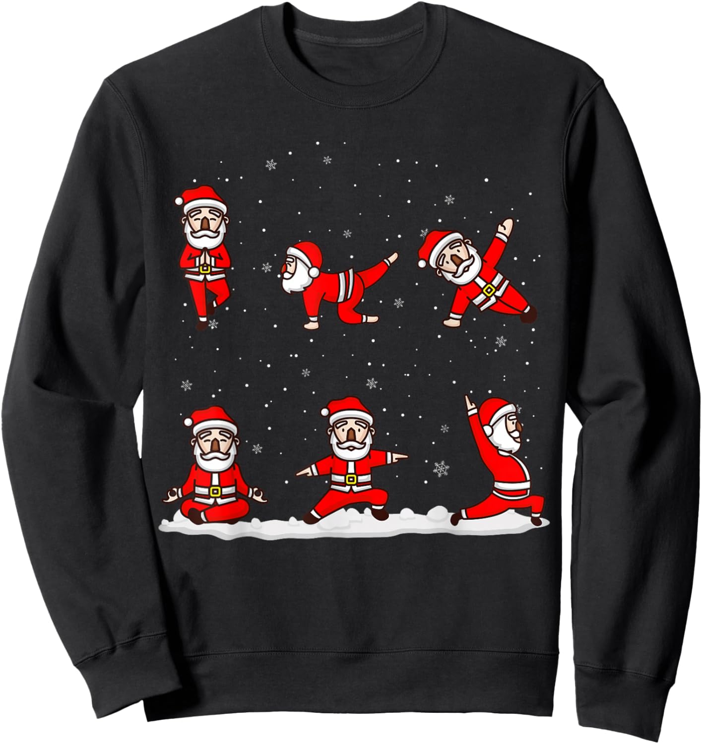 Funny Santa Claus Yoga Pose Yoga Santa Christmas Yoga Snow Sweatshirt - Sweatshirt | Black