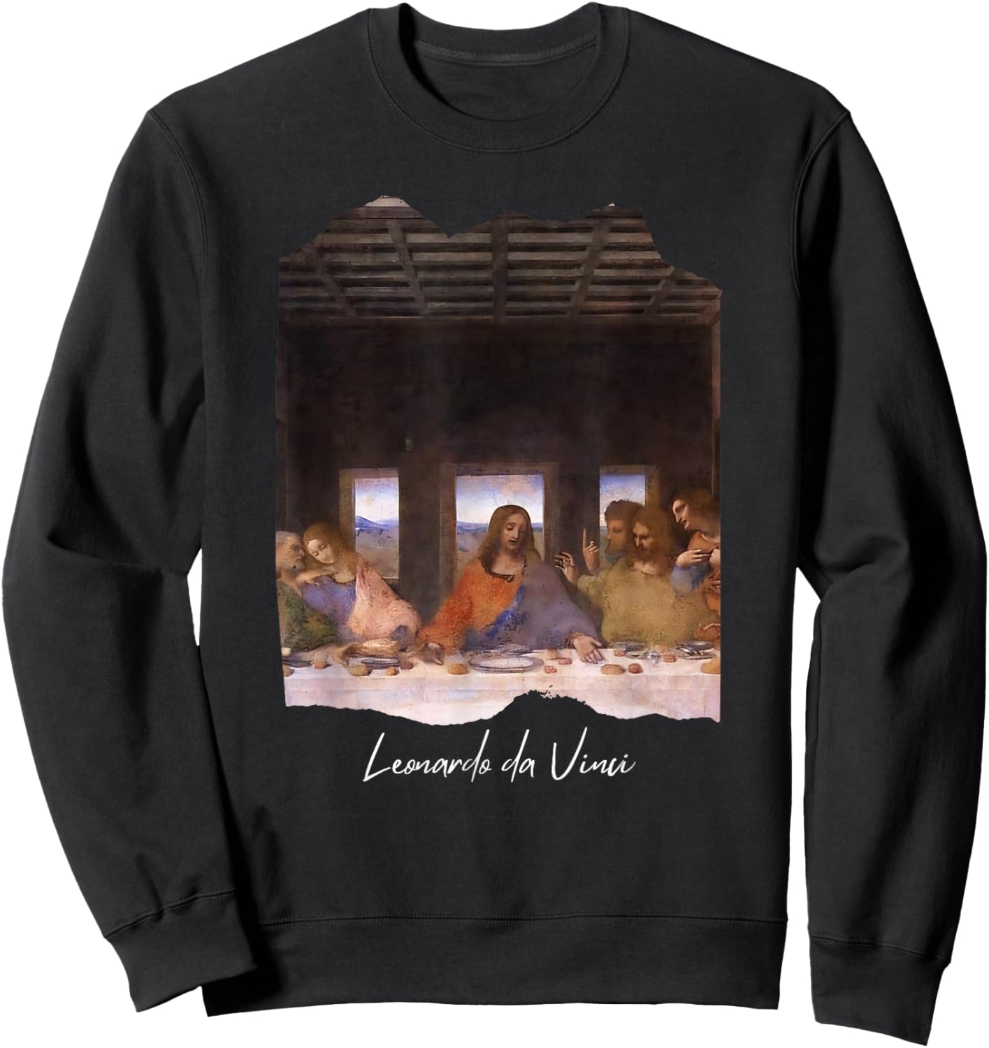 The Last Supper by Leonardo da Vinci Famous Painting Art Sweatshirt - Sweatshirt | Black