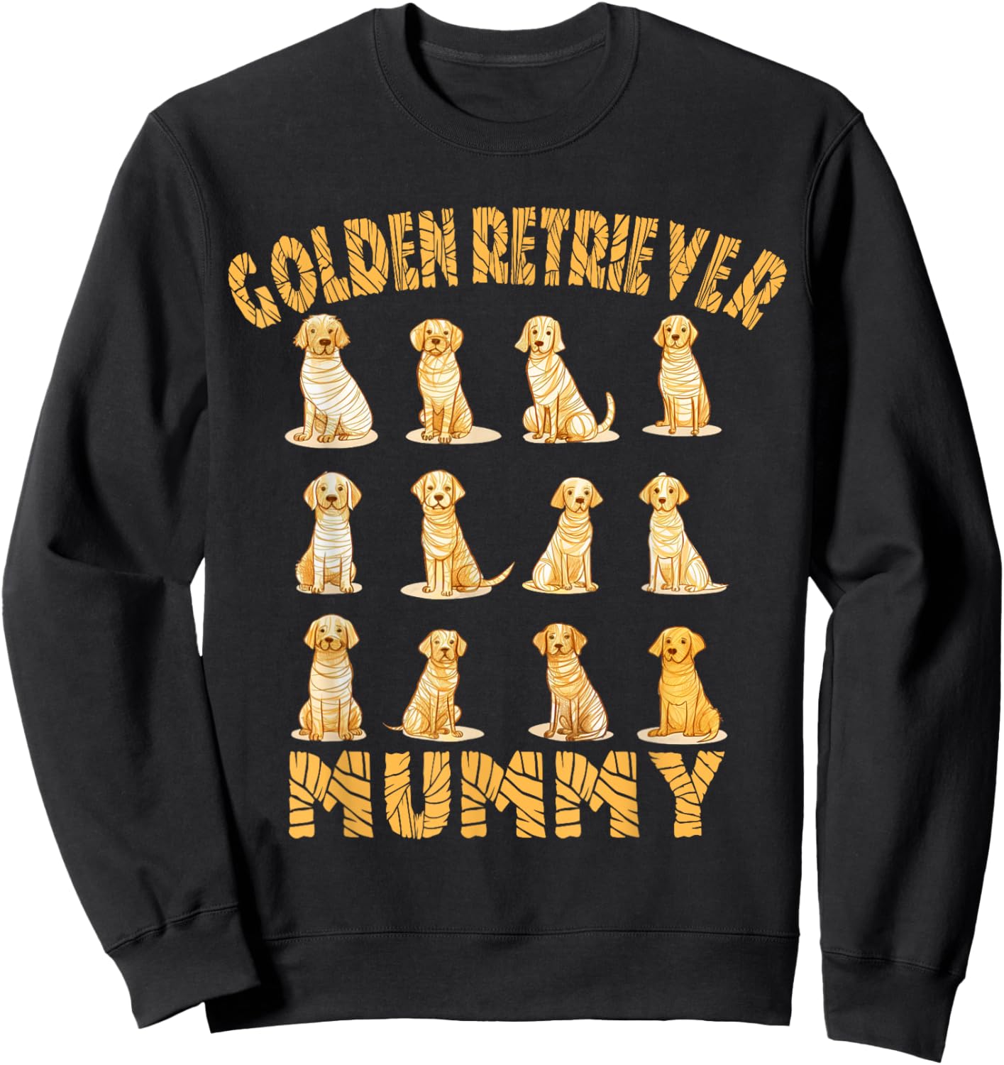 Golden Retriever Mummy Dog Lover Halloween Costume Men Women Sweatshirt - Sweatshirt | Black