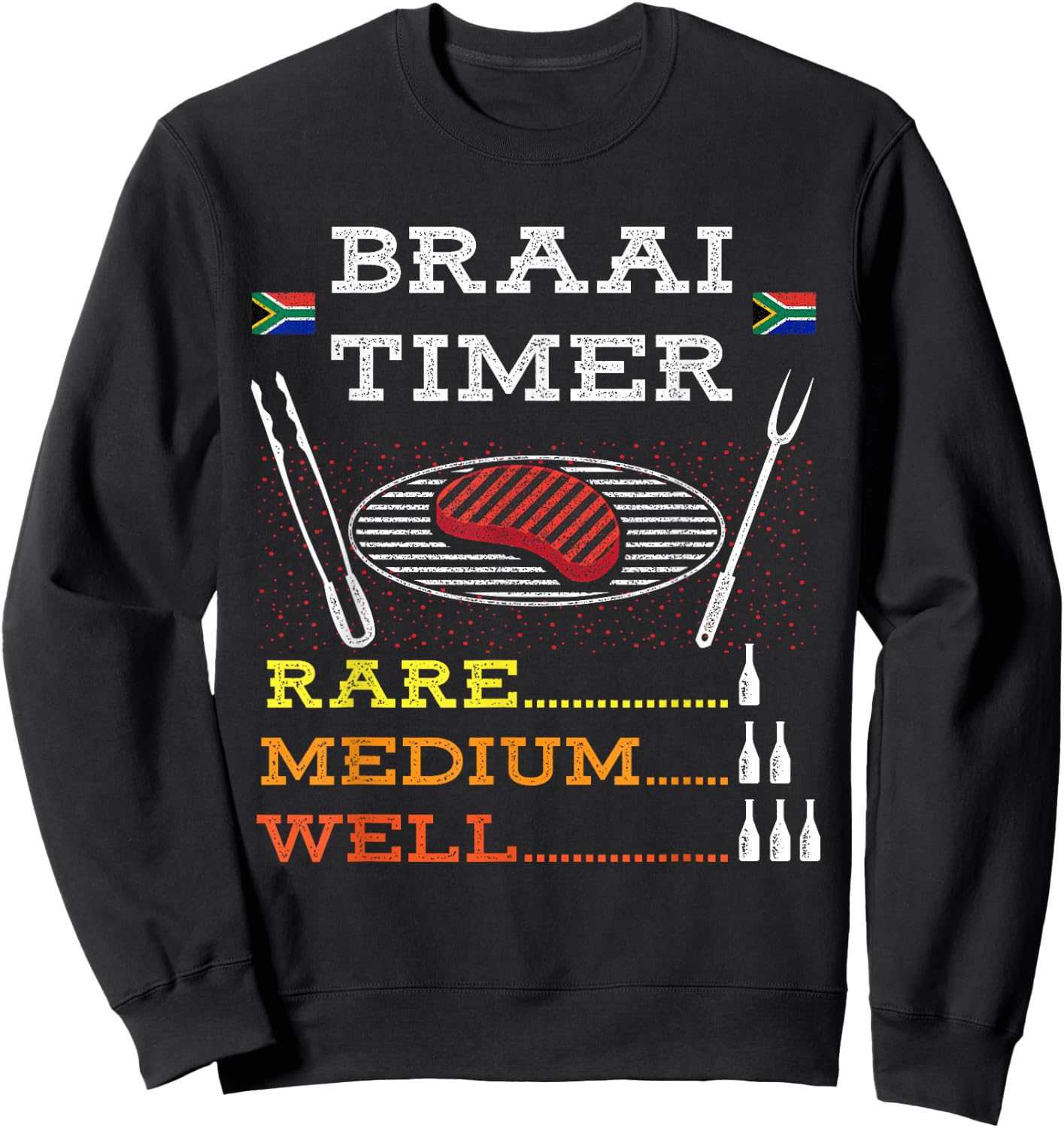 Braai Timer African BBQ Funny Family South Africa Flag Sweatshirt - Sweatshirt | Black