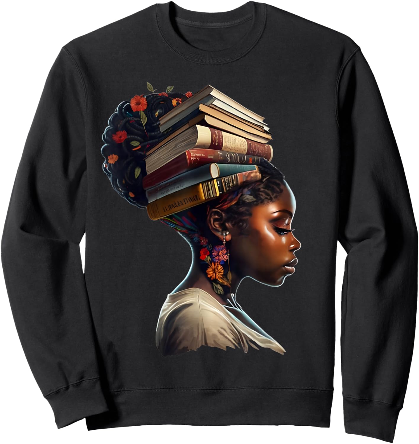 Black Girl Crown of Books African Teacher Black History BHM Sweatshirt - Sweatshirt | Black