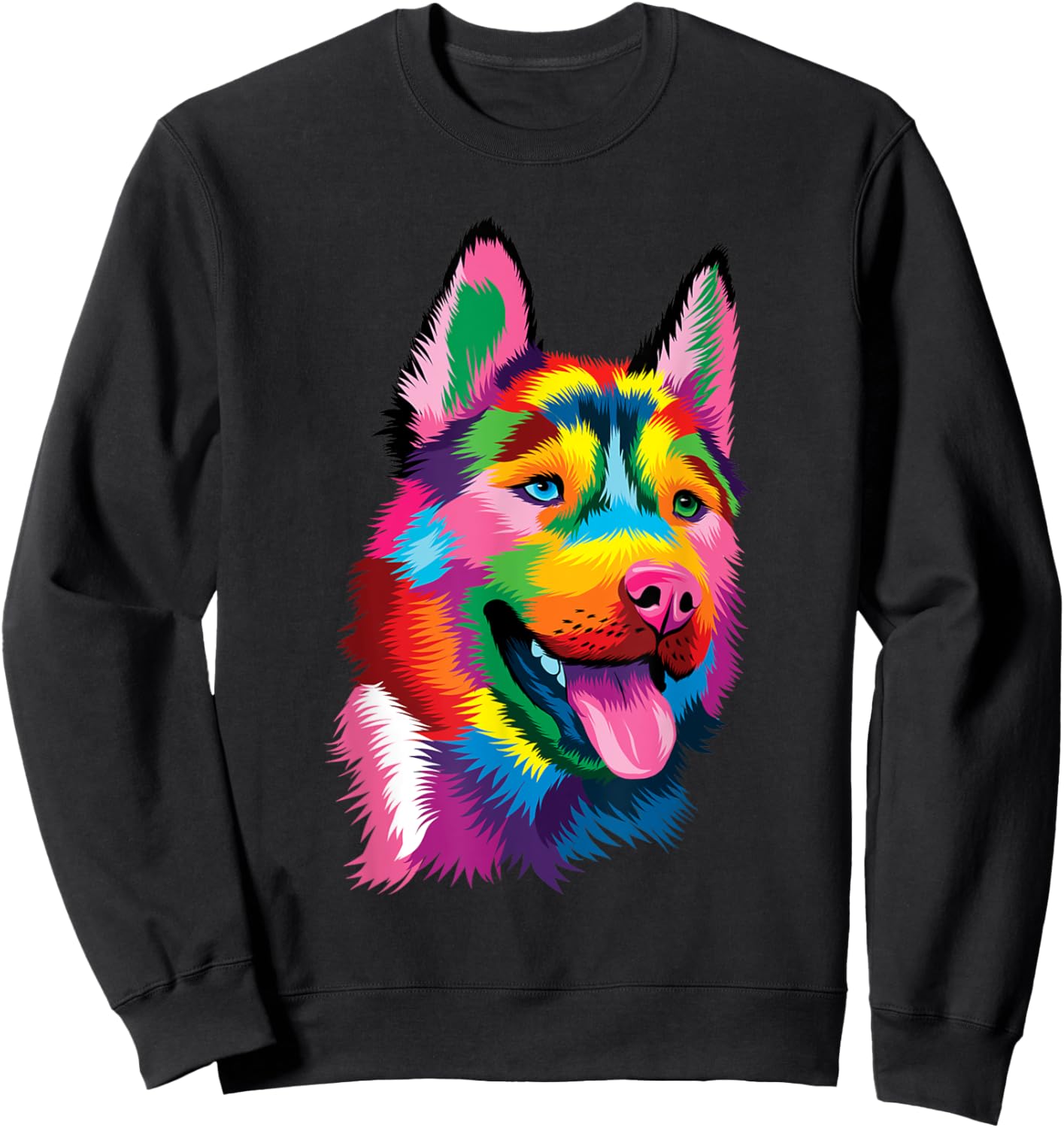 Colorful Siberian Husky - Dog Lover Pet Trainer Breeder Men Women Girls Kids Sweatshirt - Sweatshirt | Black