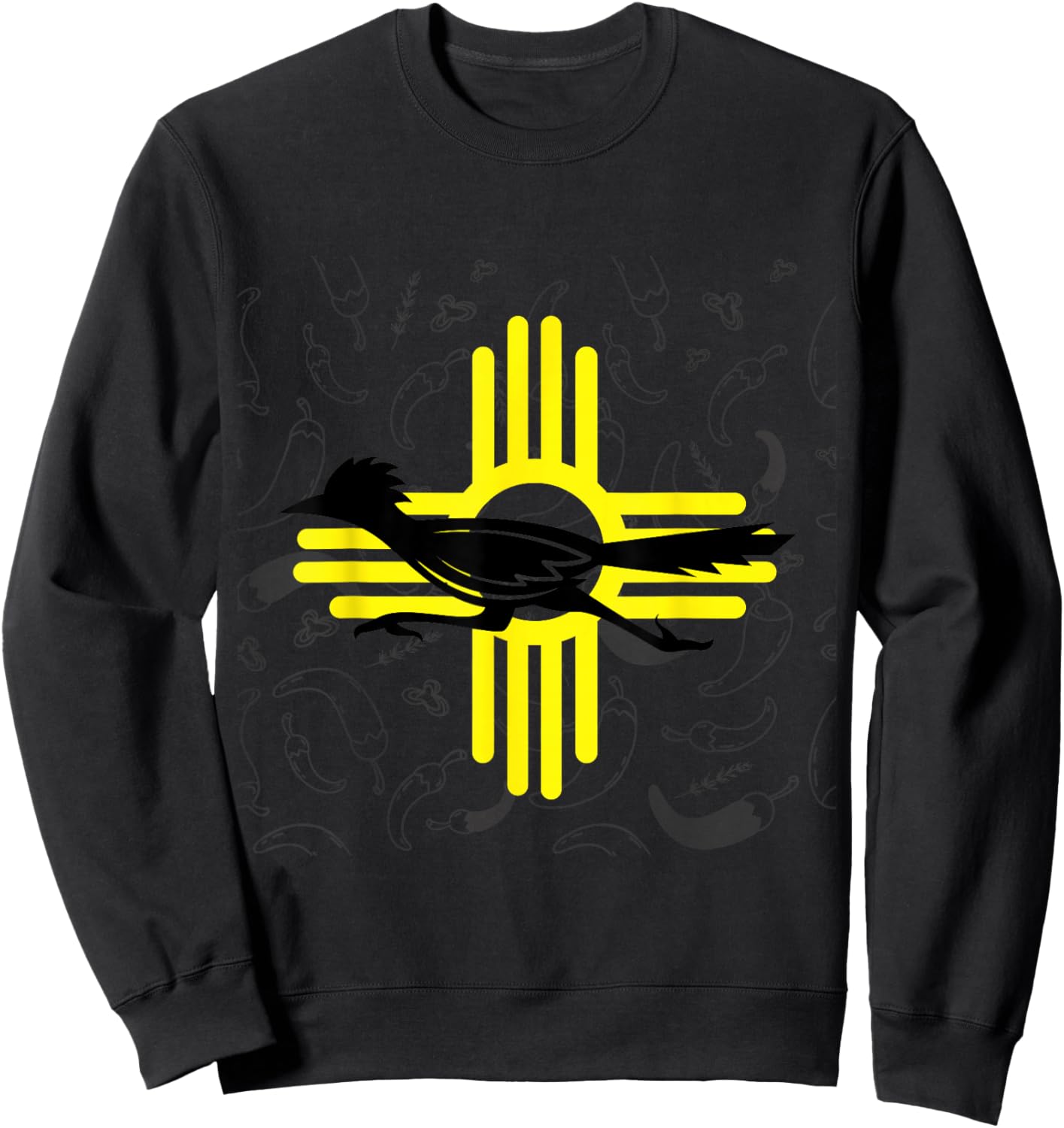Southwestern New Mexico Spirit Road Runner Zia Chile Pepper Sweatshirt - Sweatshirt | Black