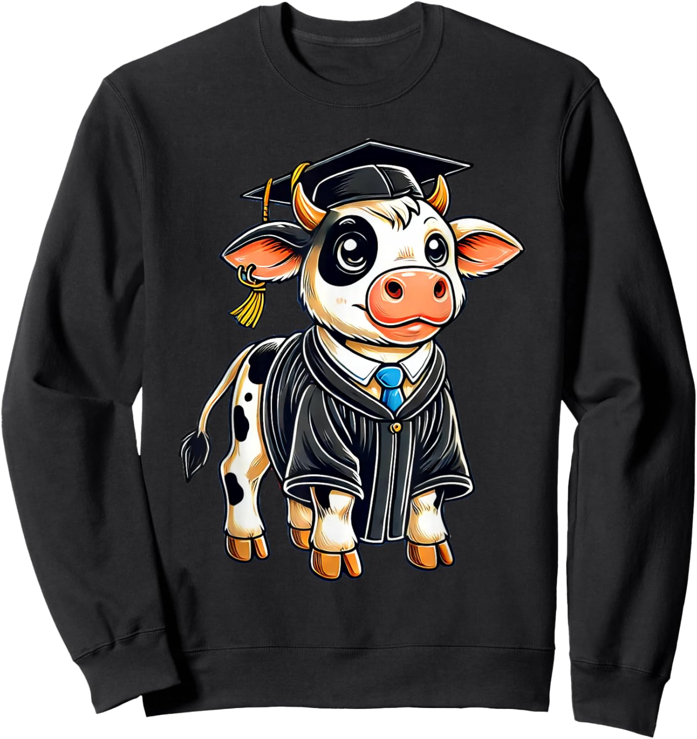 Cute Cow Graduation Sweatshirt - Sweatshirt | Black