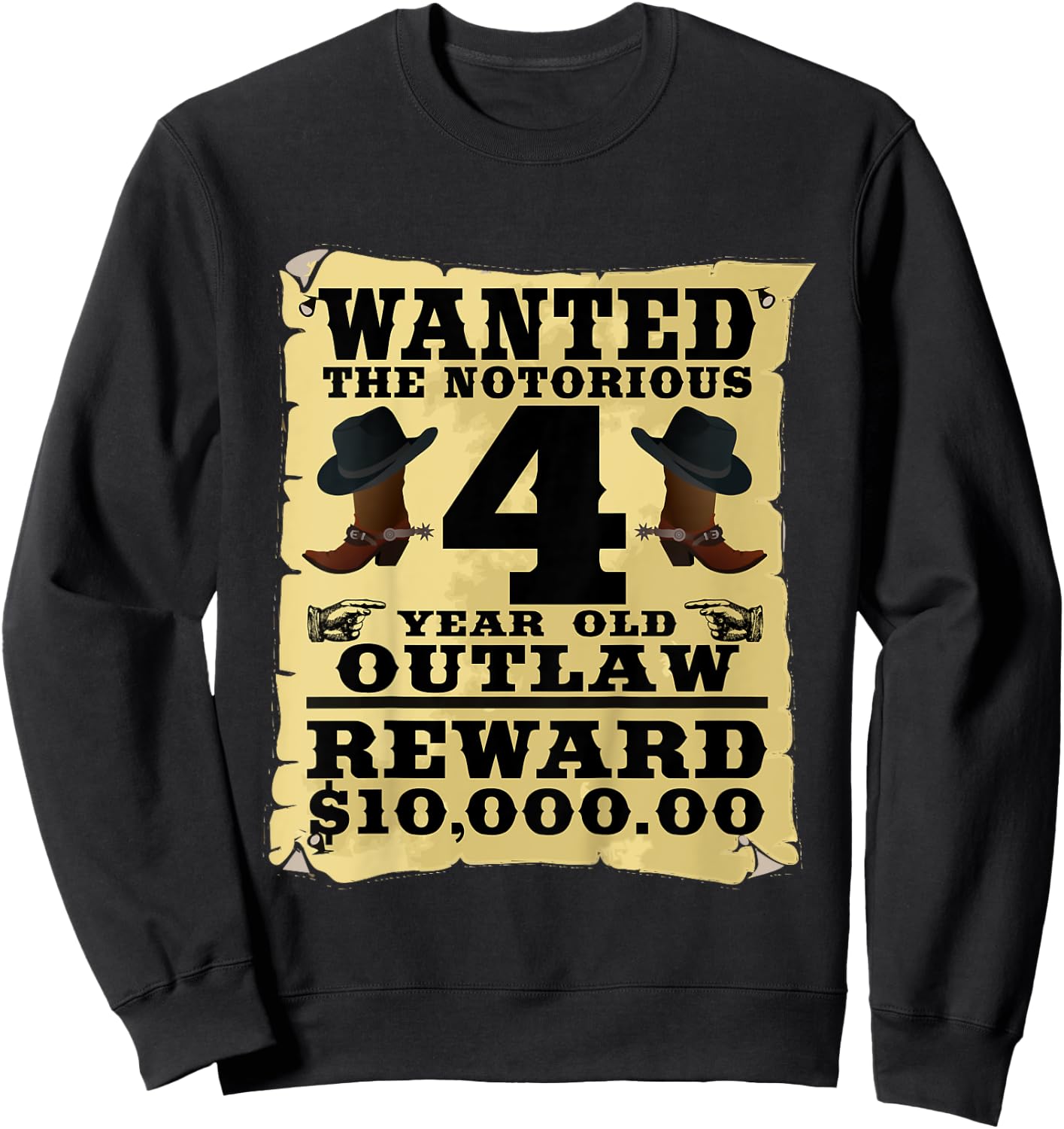 Kids 4 Year Old Cowboy Birthday Party Wild West Western 4th Gift Sweatshirt - Sweatshirt | Black