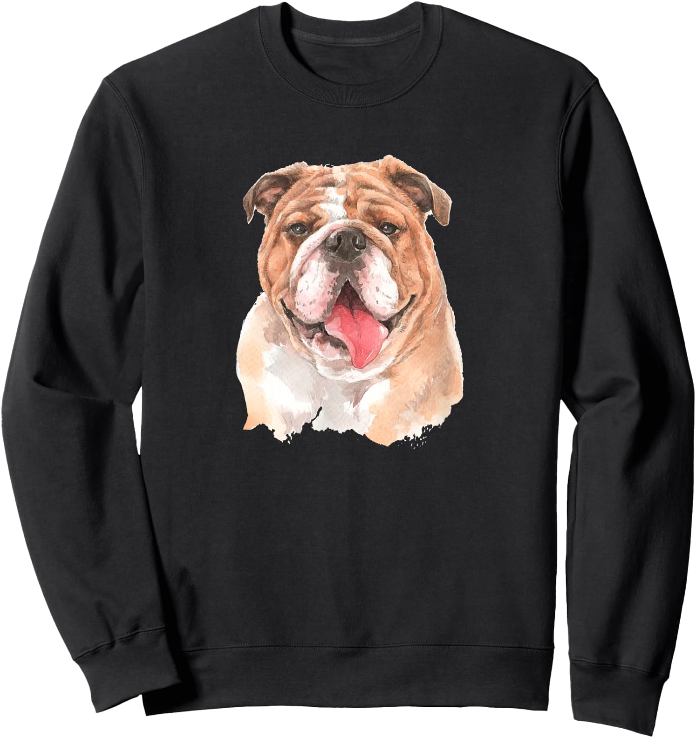 Funny Watercolor English Bulldog Men Women Girls Kids Sweatshirt - Sweatshirt | Black