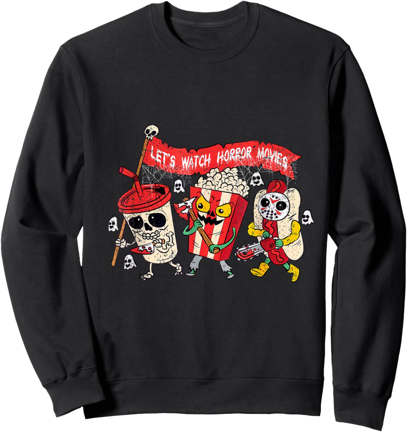 Retro Movie Concessions Let's Watch Horror Movies Halloween Sweatshirt - Sweatshirt | Black