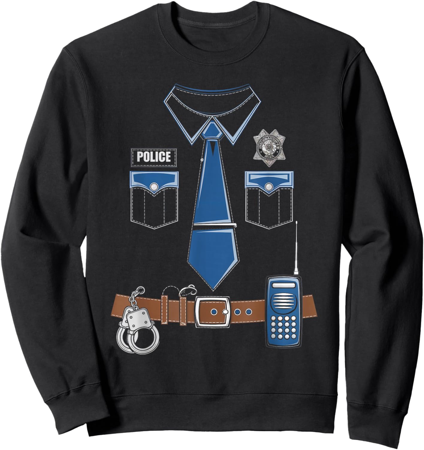 Police Costume Police Officer Cop Uniform Halloween Sweatshirt - Sweatshirt | Black