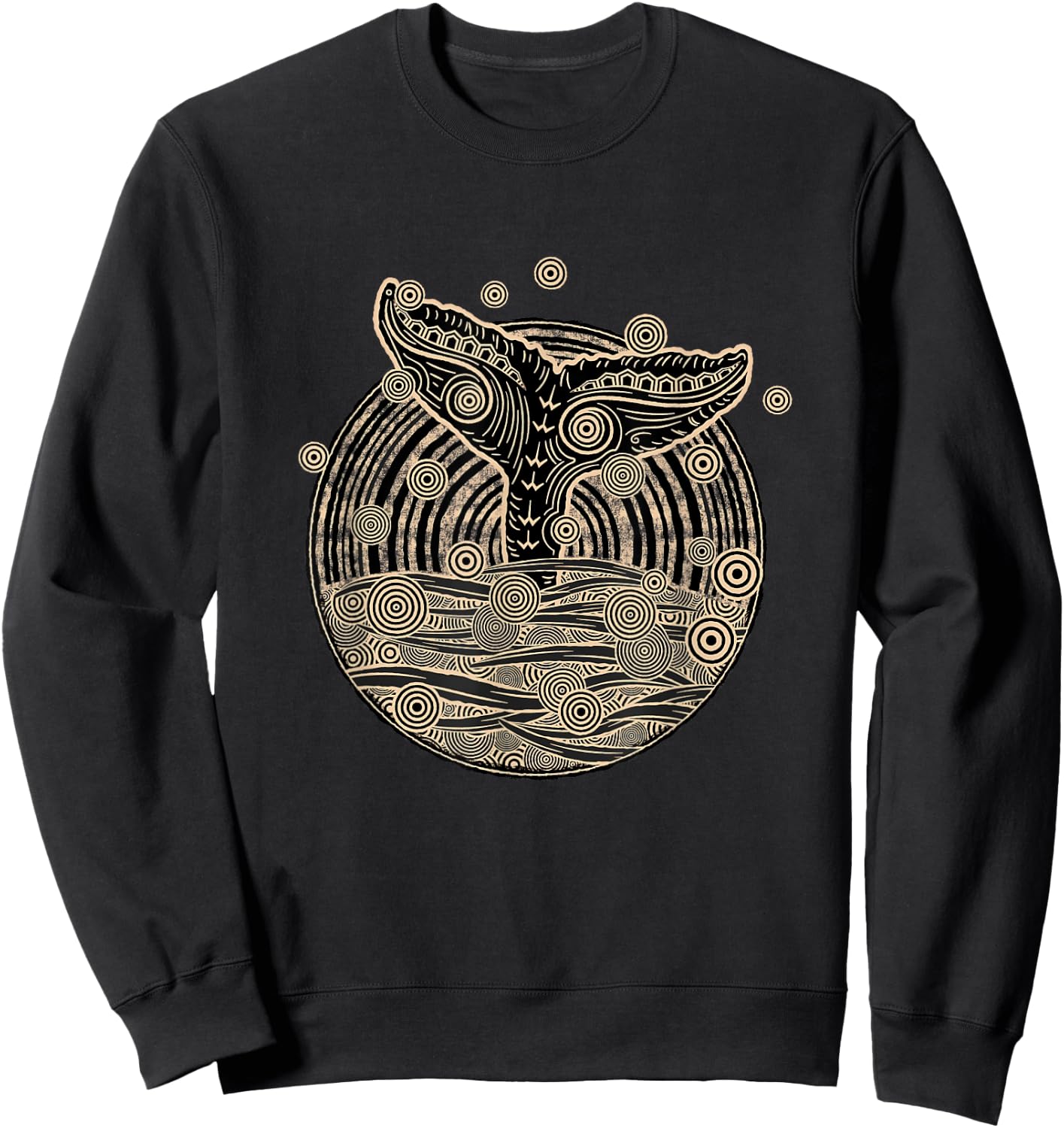 Vintage Tribal Whales Tail Sweatshirt - Sweatshirt | Black