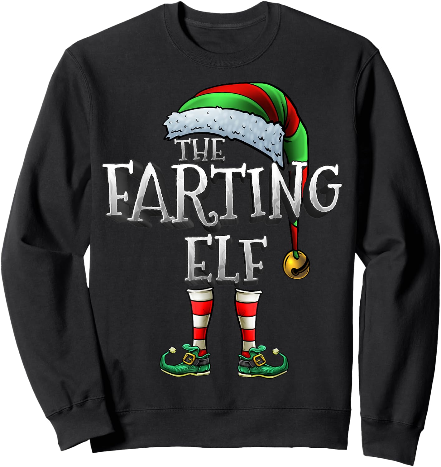 The Farting Elf Shirt Matching Family Christmas Farting Elf Sweatshirt - Sweatshirt | Black
