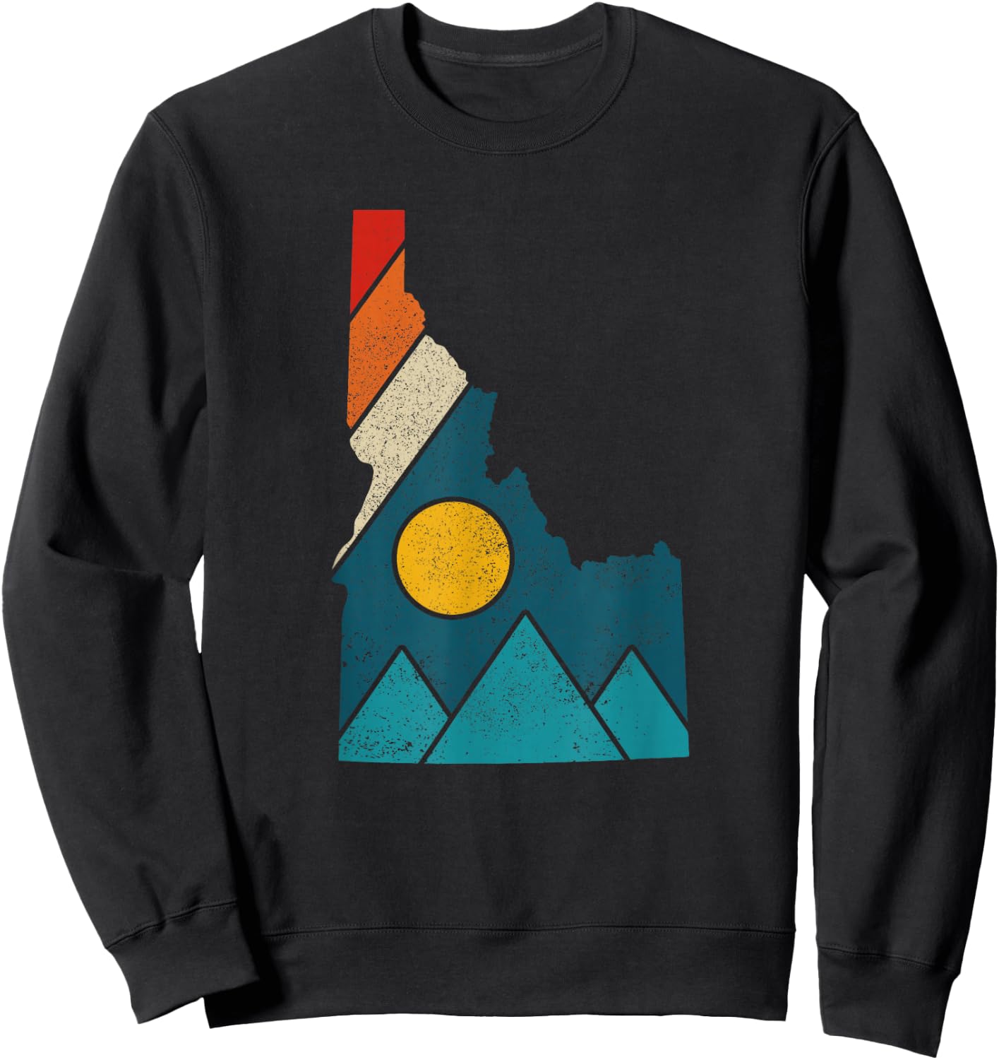 Idaho Vintage State Map Mountains Hikers Camping Sweatshirt - Sweatshirt | Black